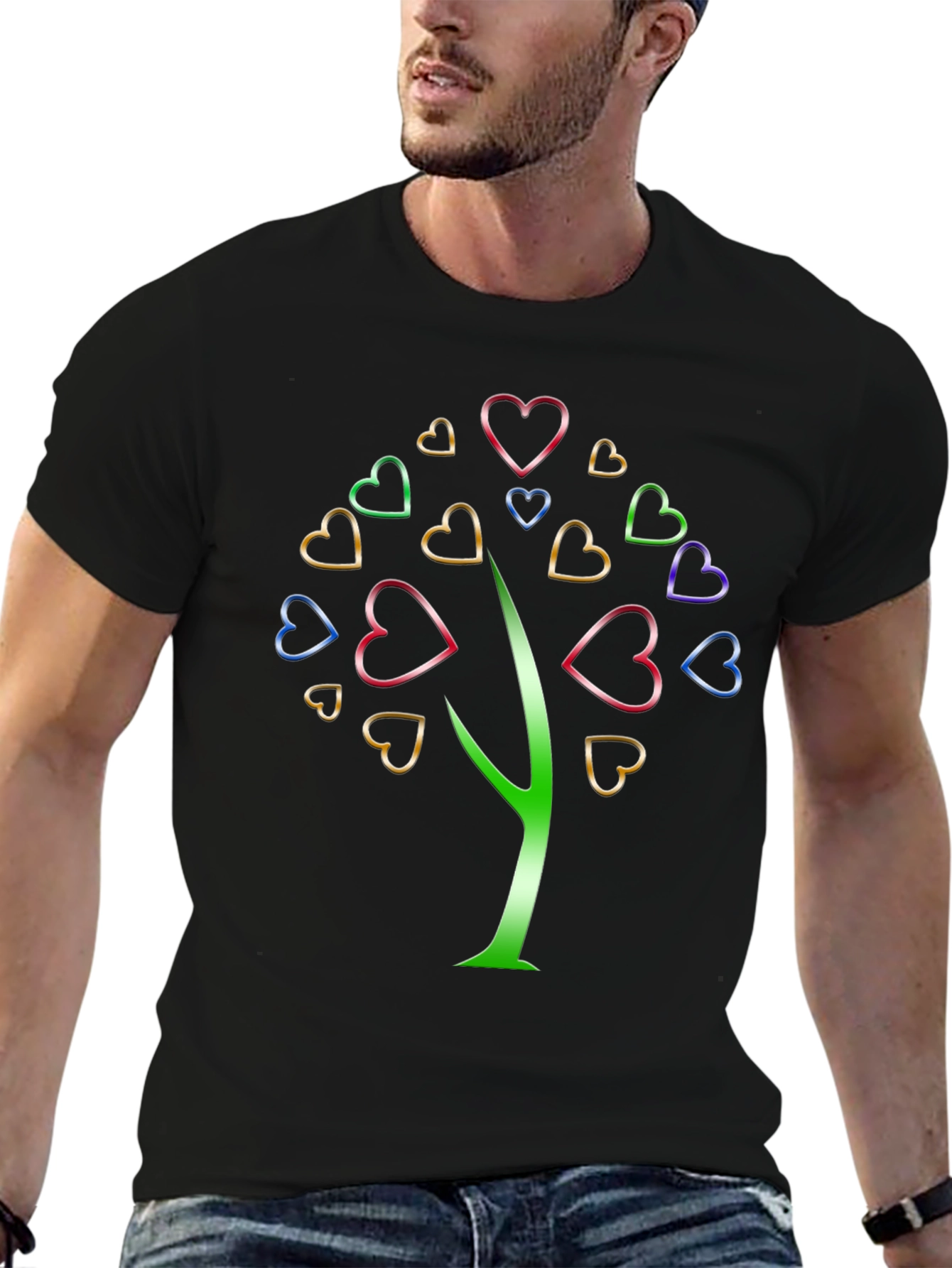 Heart Tree Graphic Tee - Stylish Unisex Black T-Shirt