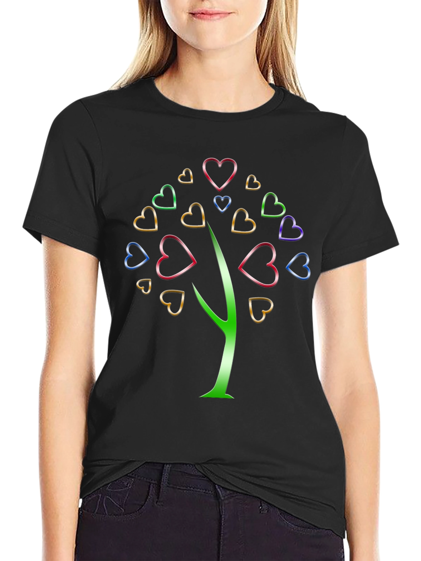 Heart Tree Graphic Tee - Stylish Unisex Black T-Shirt