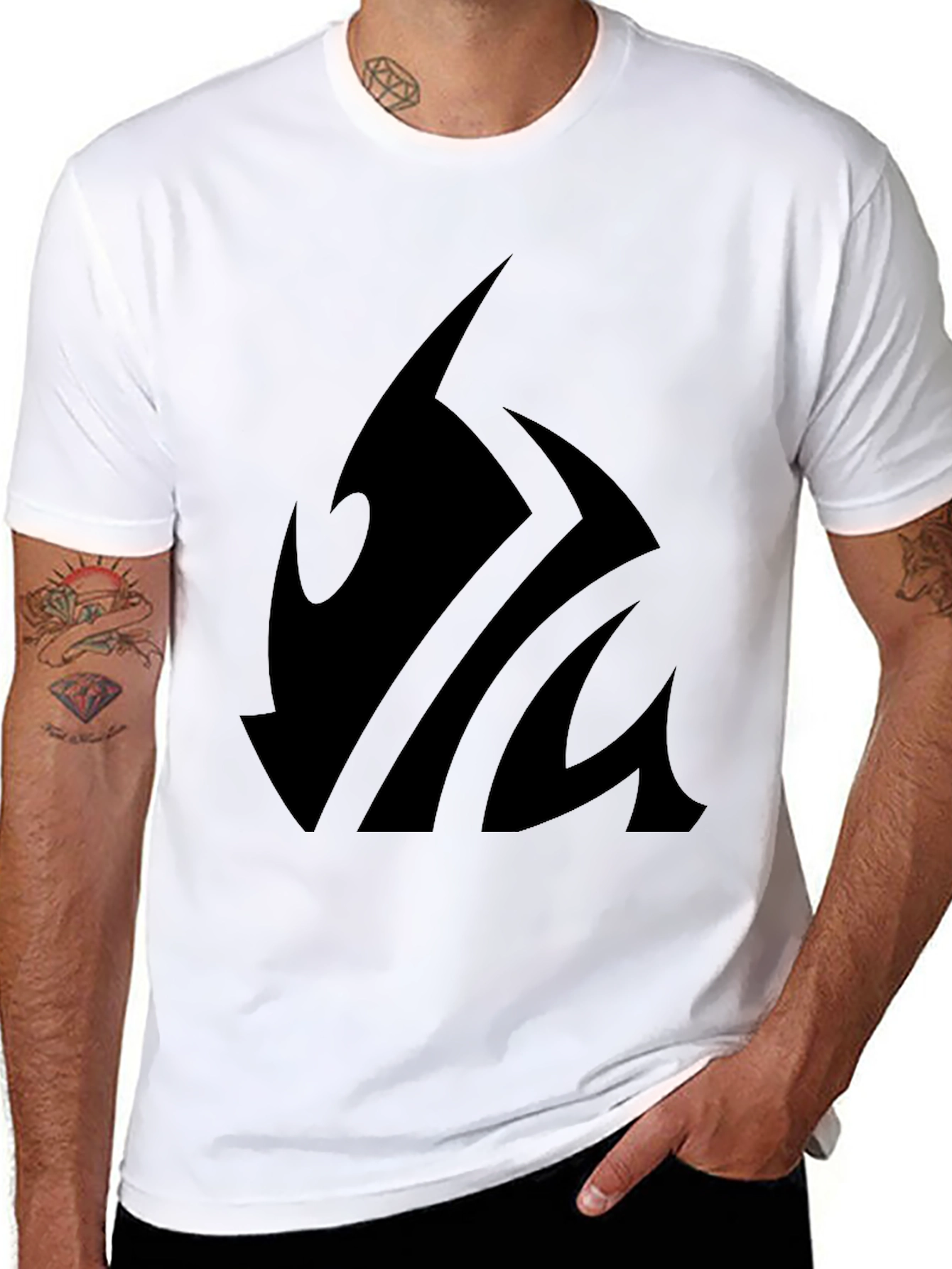 Bold Tribal Design Black T-Shirt - Modern Casual Tee
