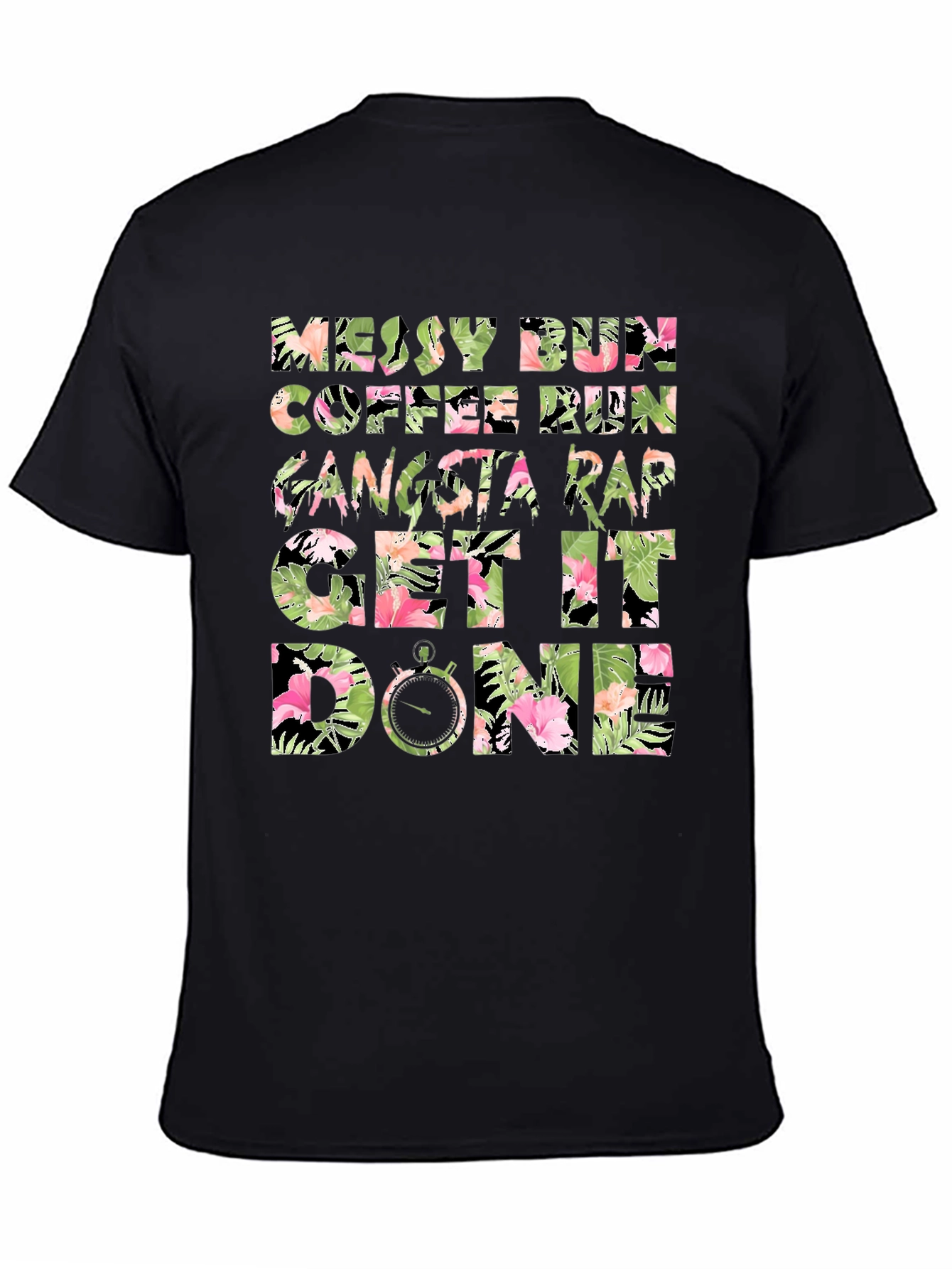 Floral Messy Bun Coffee Run Graphic Tee