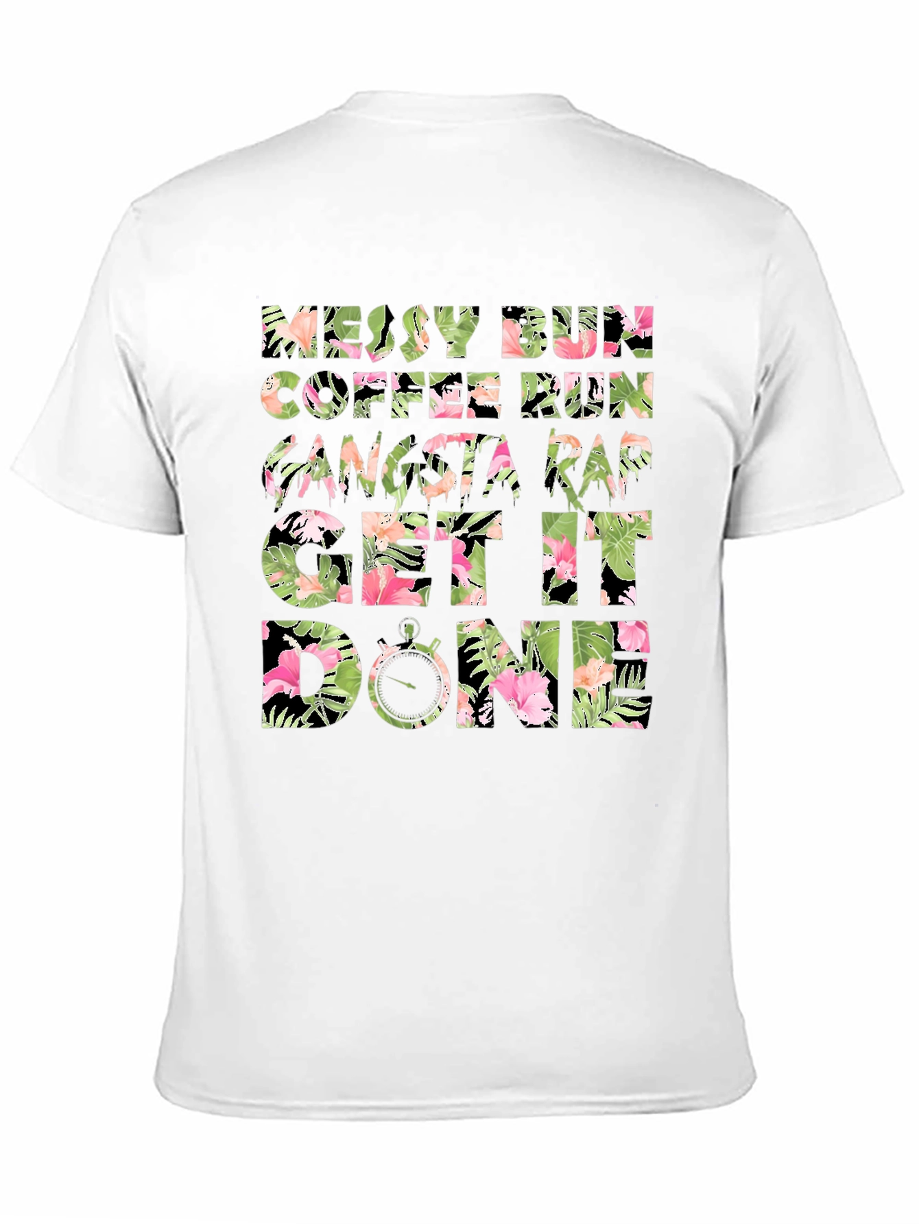 Floral Messy Bun Coffee Run Graphic Tee