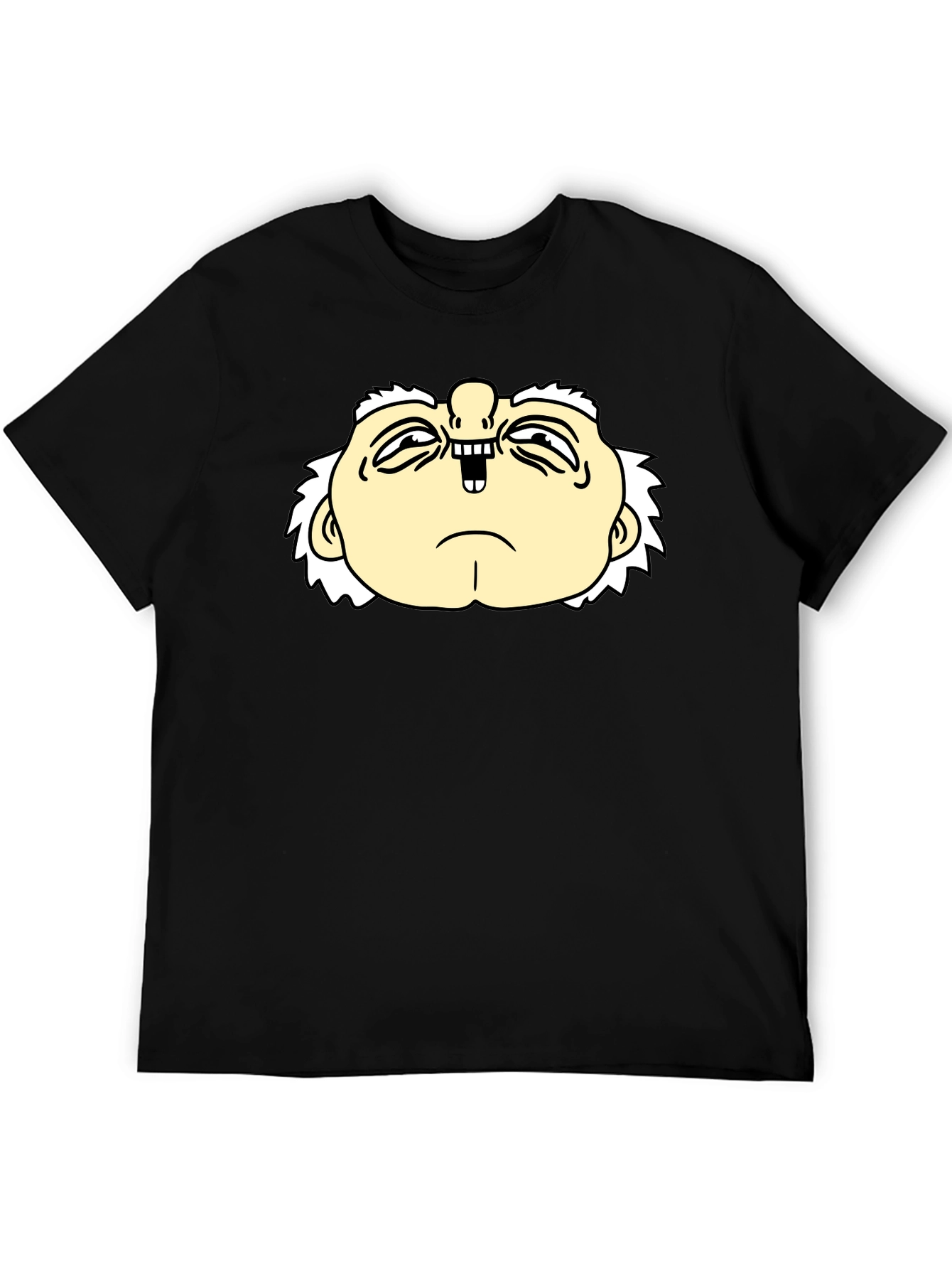 Funny Cartoon Face Black T-Shirt