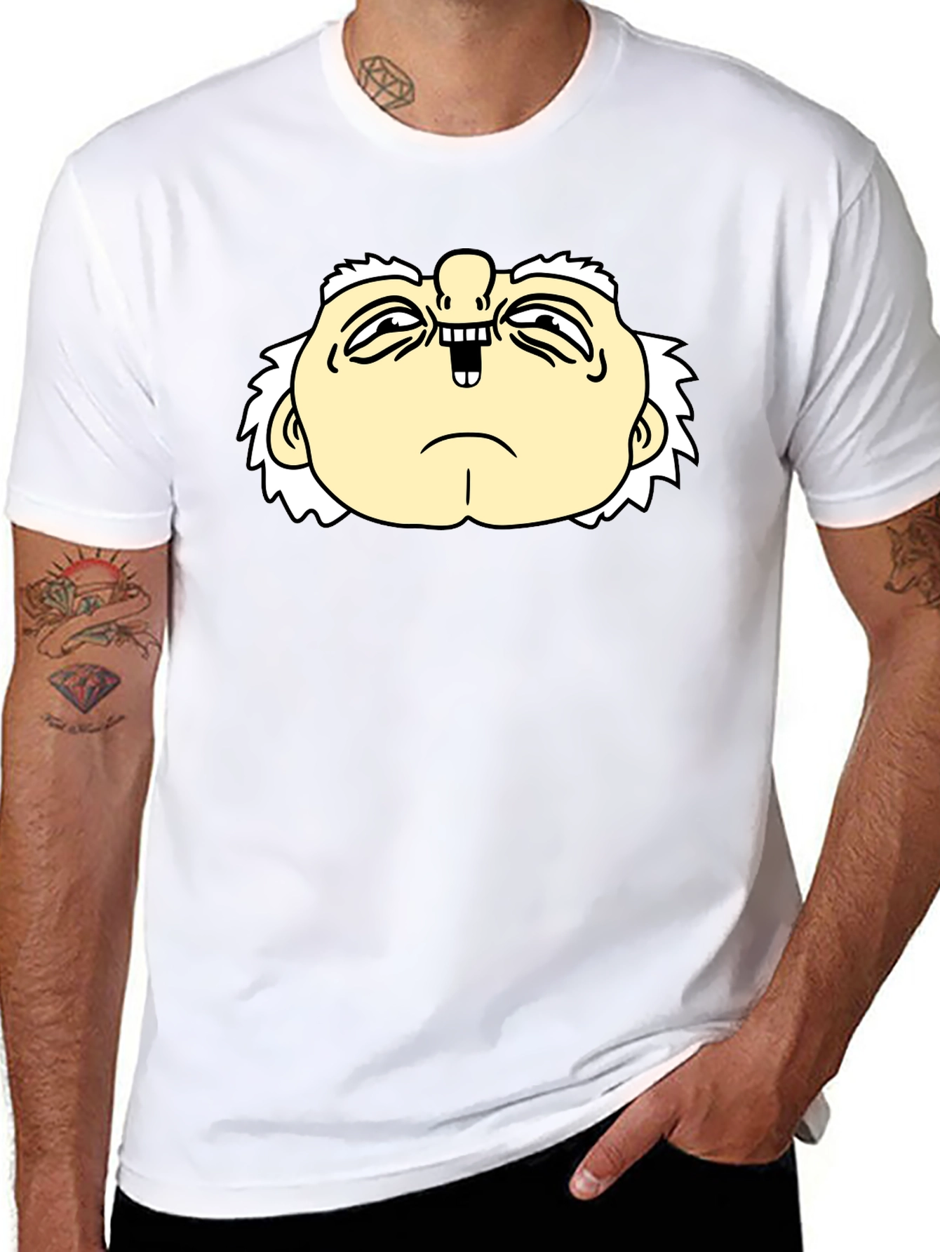 Funny Cartoon Face Black T-Shirt