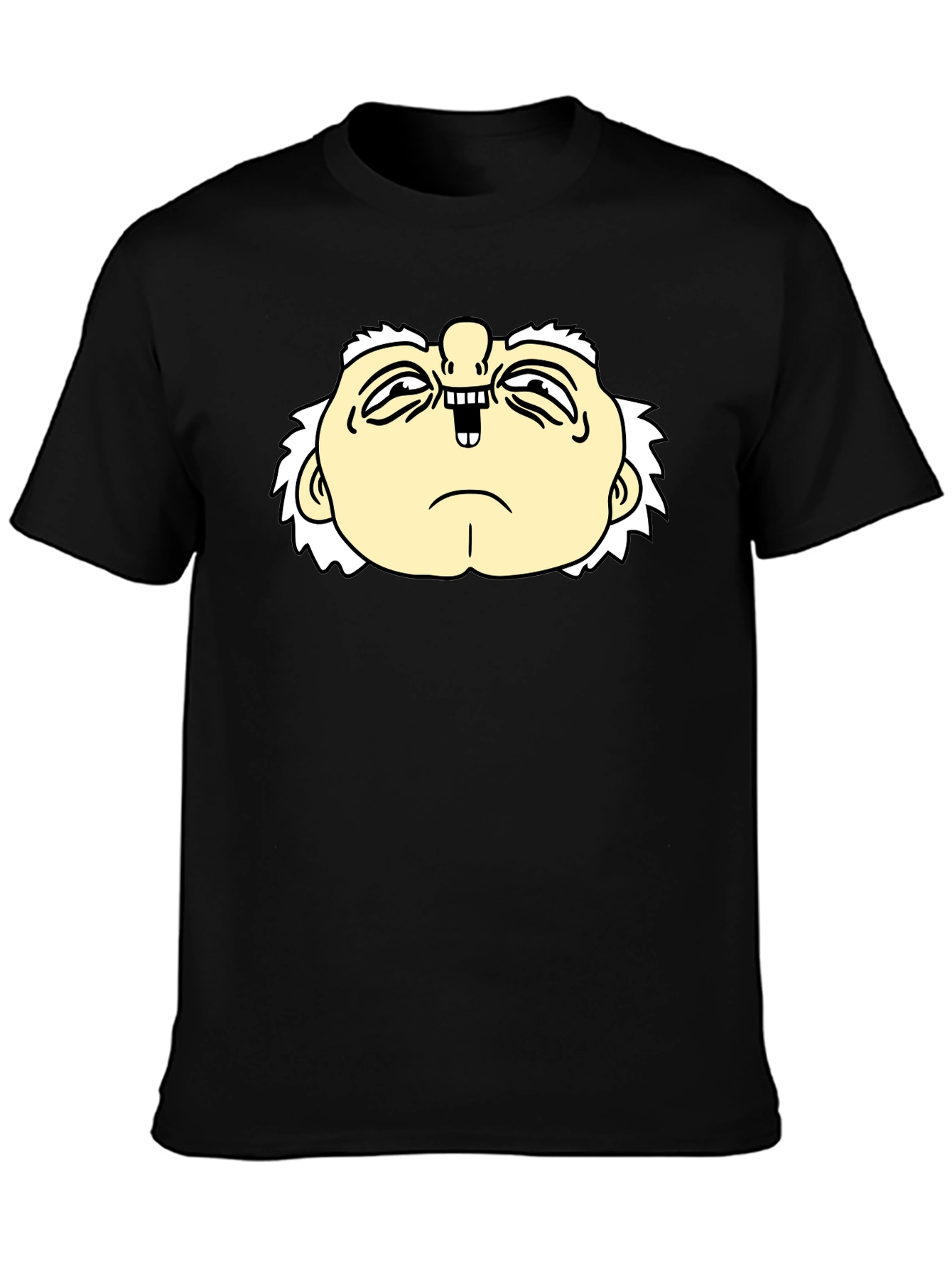 Funny Cartoon Face Black T-Shirt