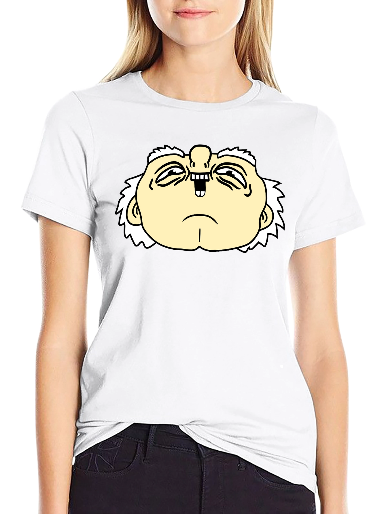 Funny Cartoon Face Black T-Shirt