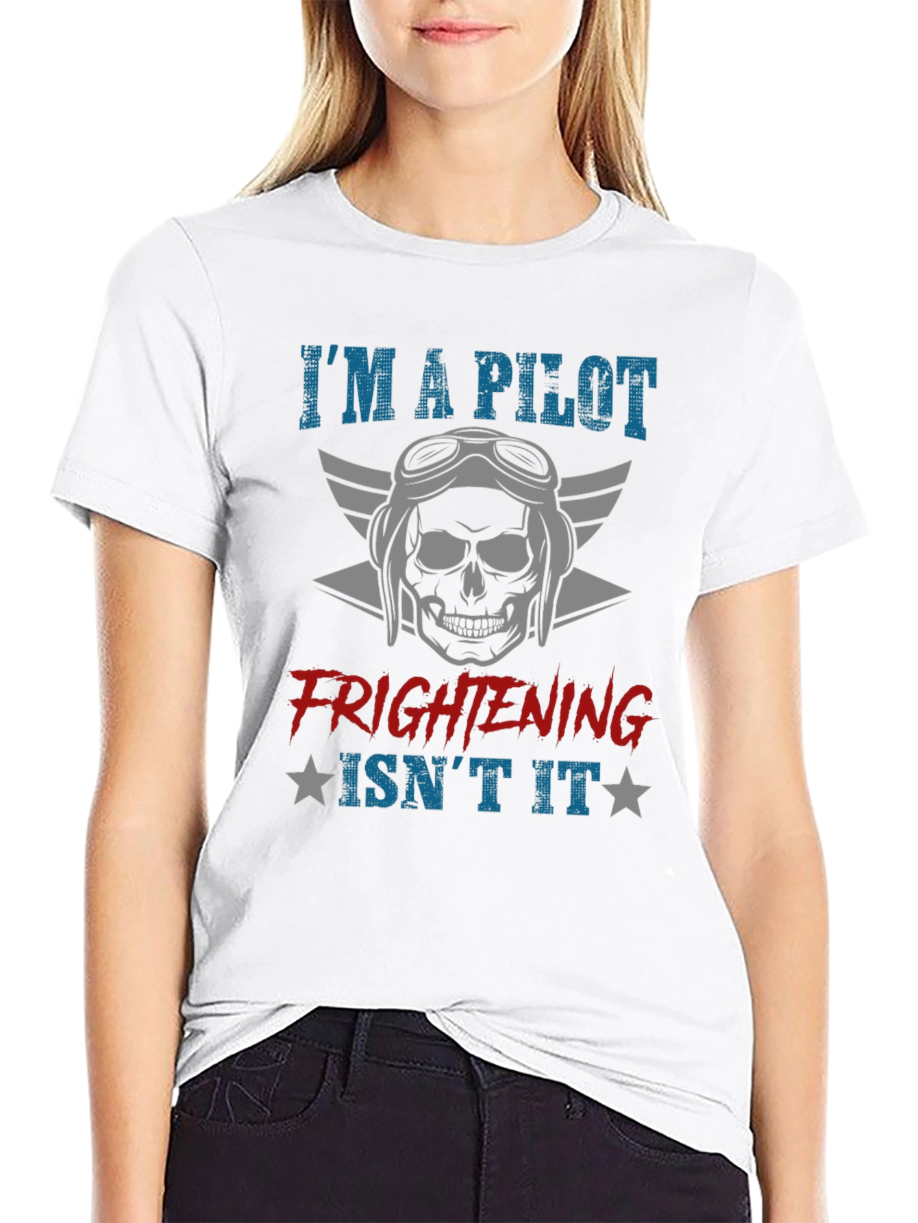 Pilot Skull Graphic T-Shirt - Frightening Isnt It?