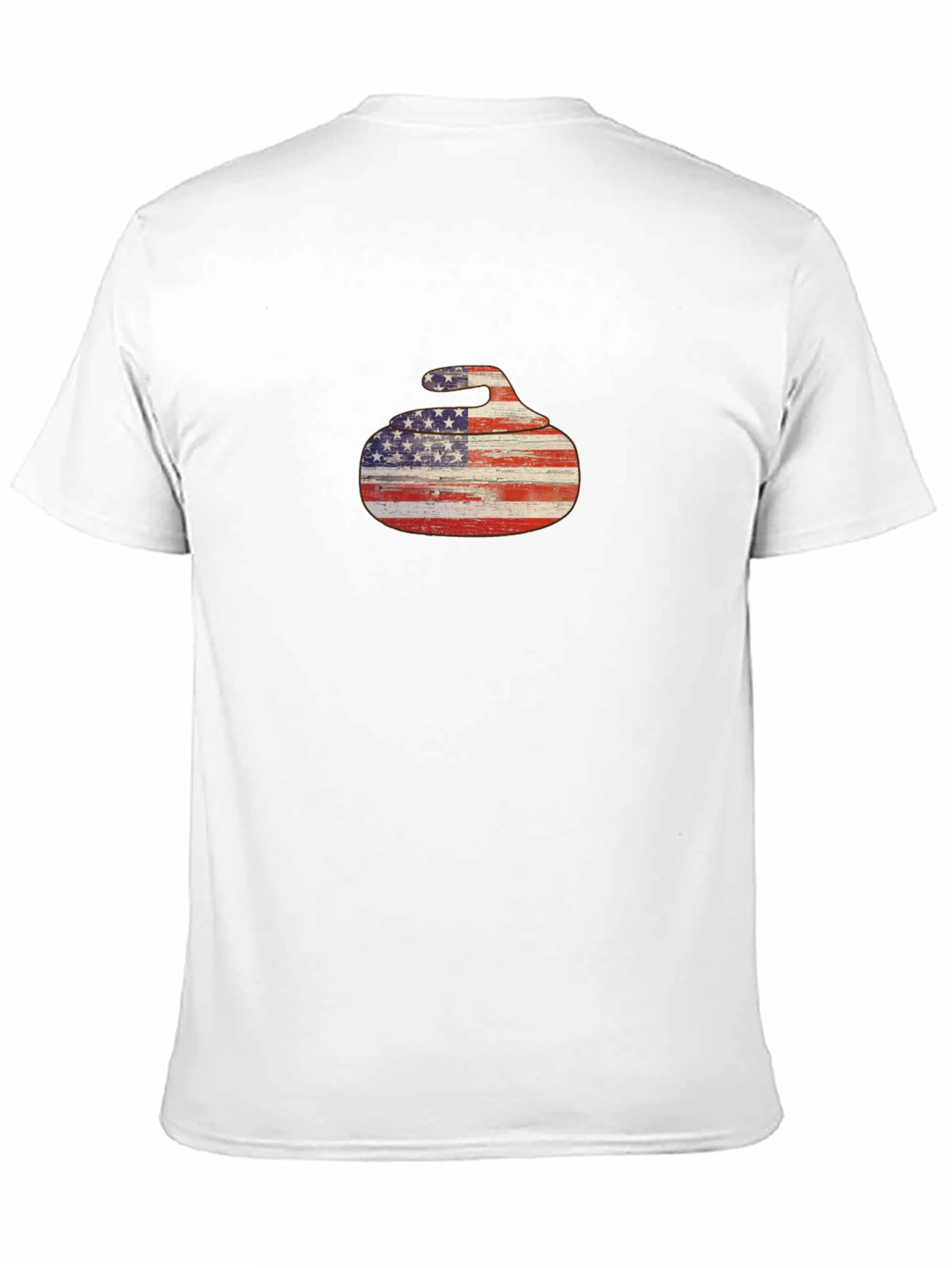 USA Flag Curling Stone Black T-Shirt