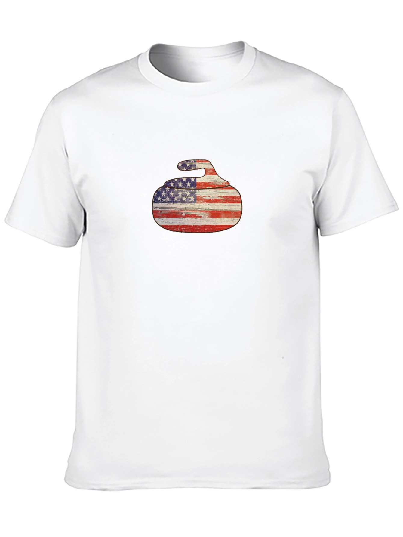 USA Flag Curling Stone Black T-Shirt