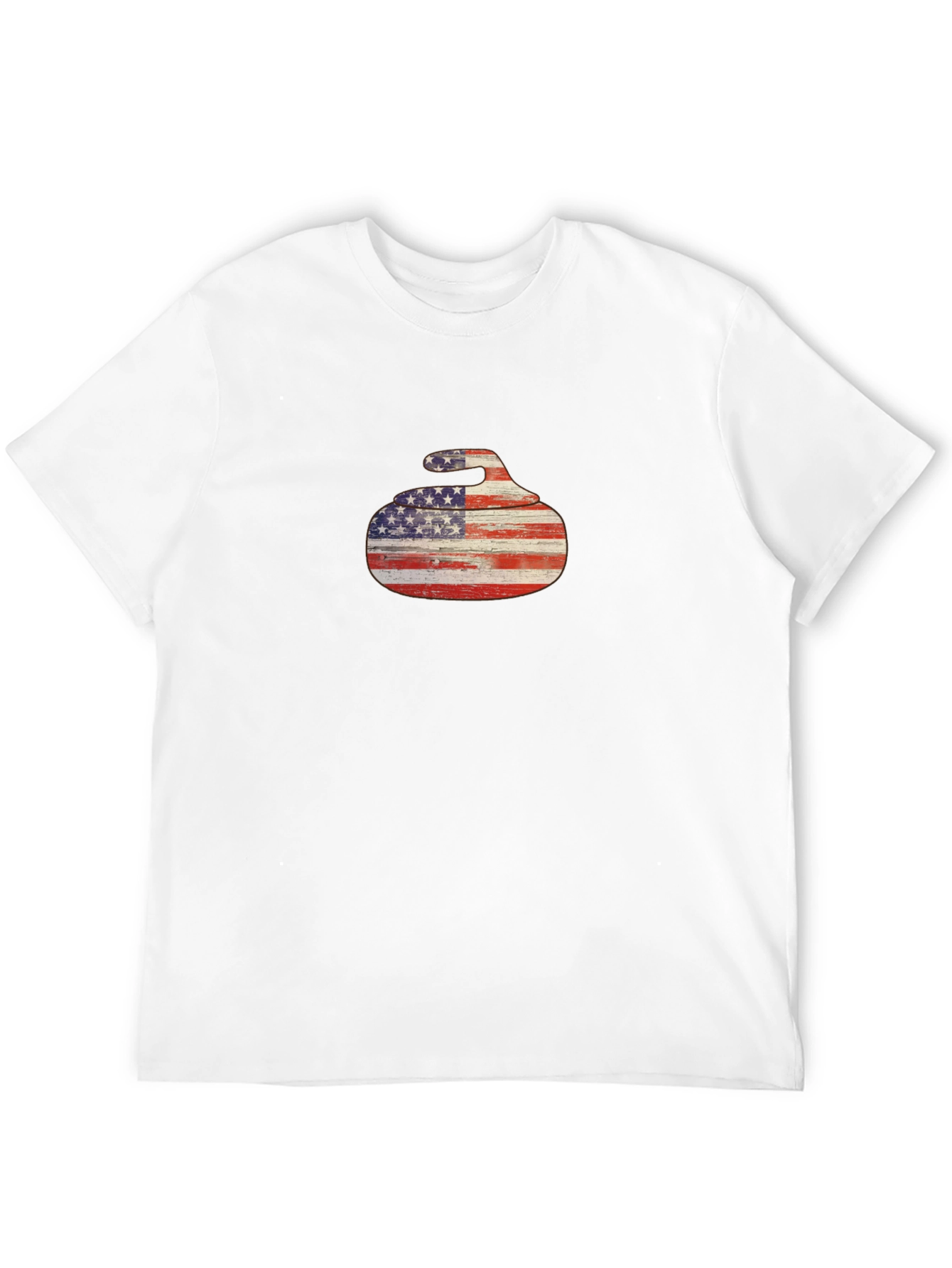 USA Flag Curling Stone Black T-Shirt