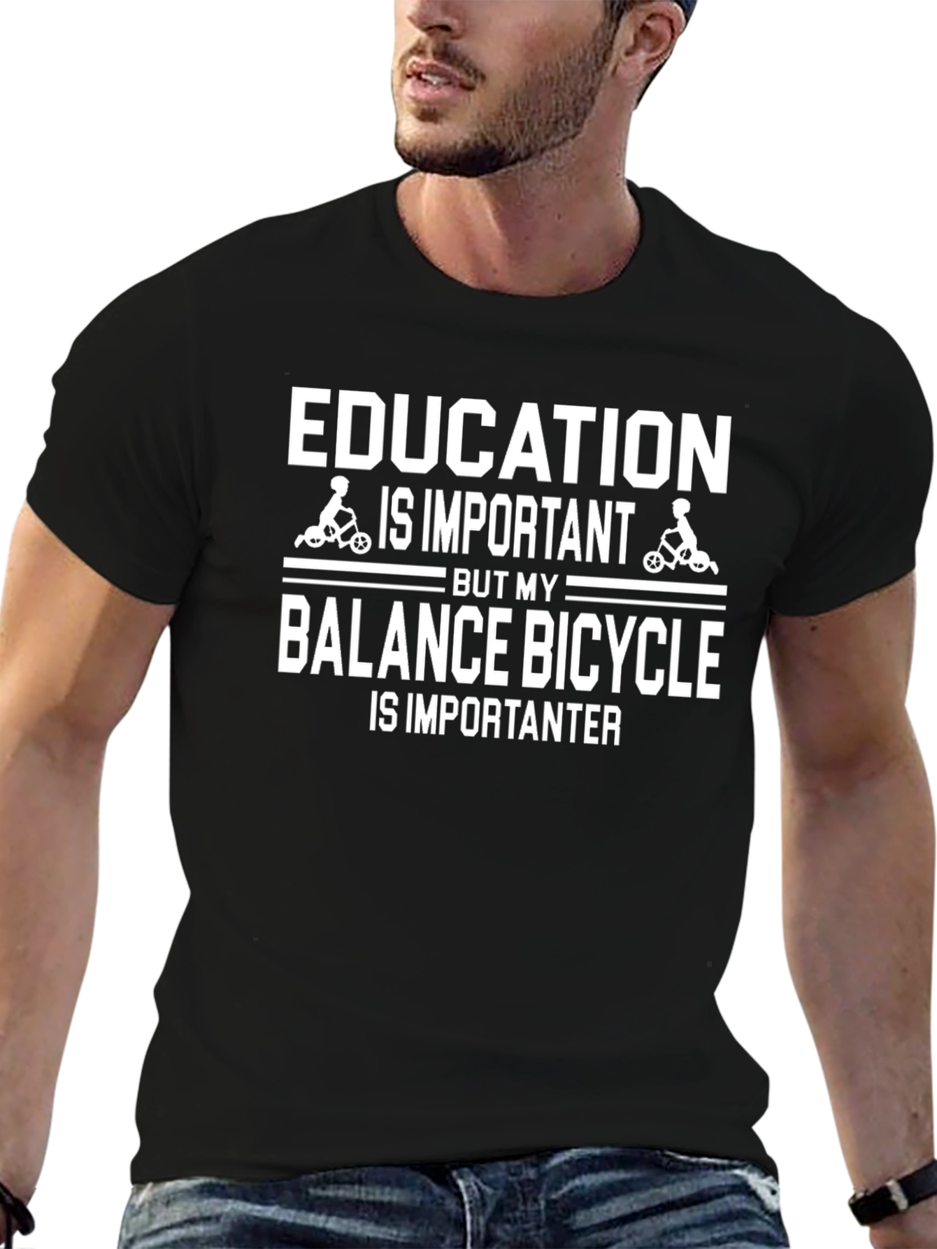 Funny Balance Bicycle Is Importanter Black T-Shirt