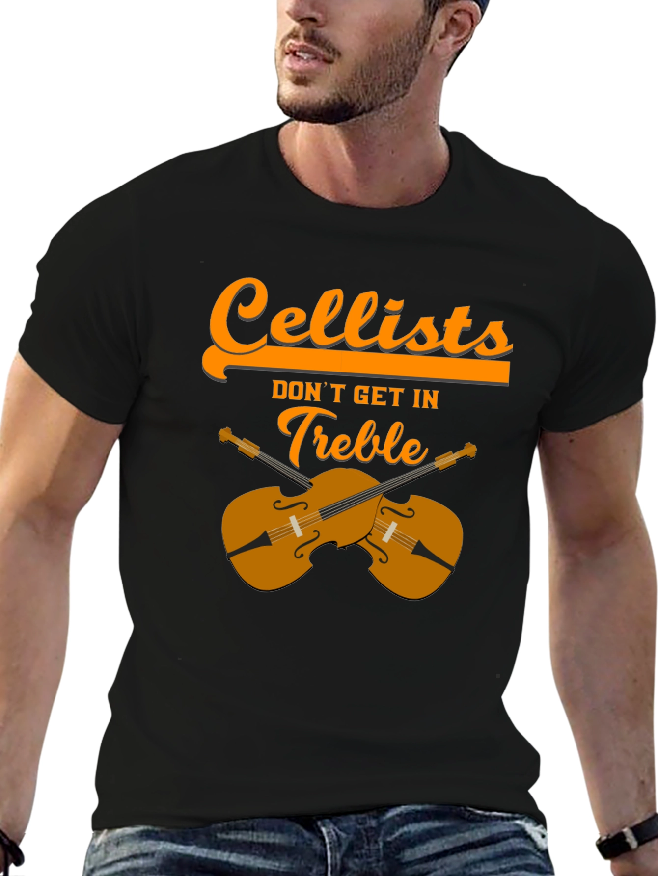 Cellists Dont Get In Treble Black T-Shirt
