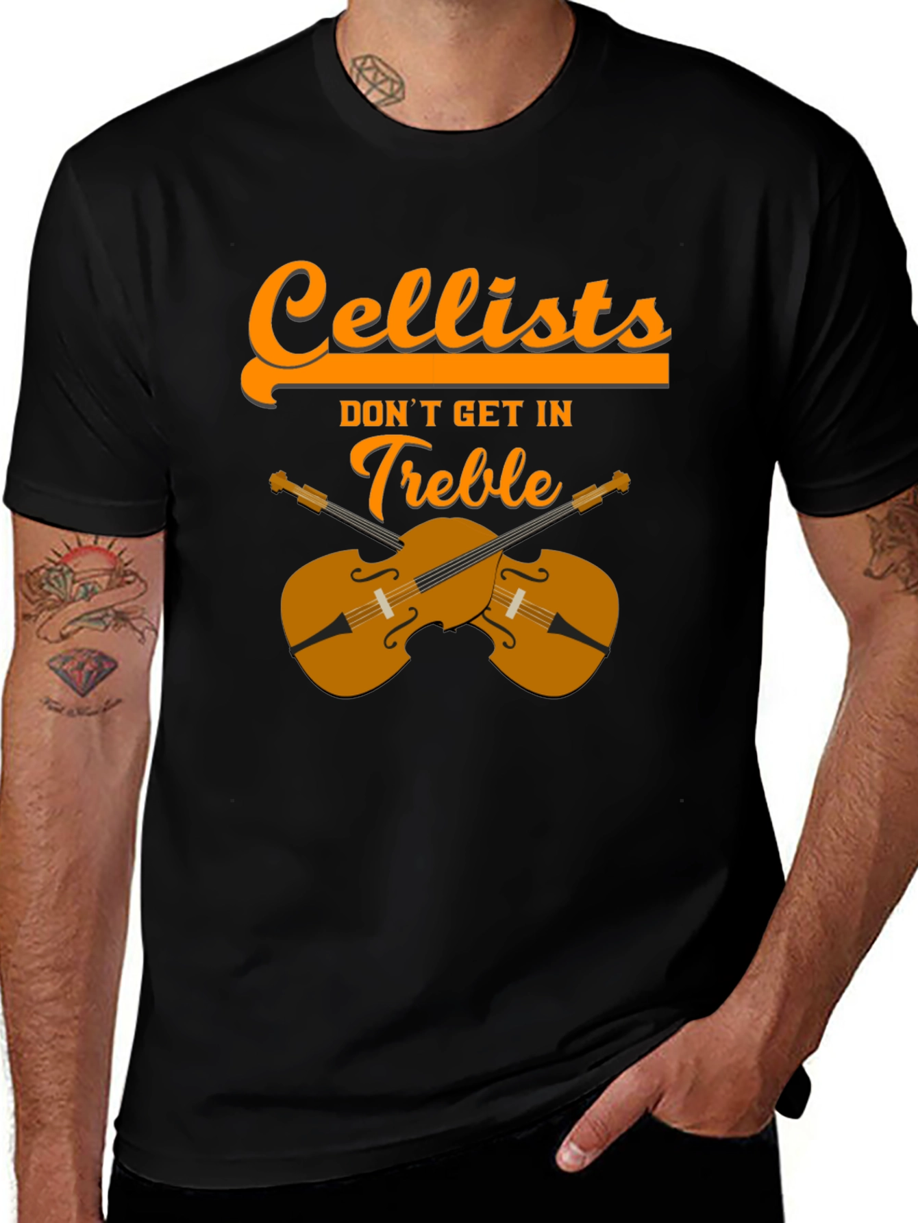 Cellists Dont Get In Treble Black T-Shirt