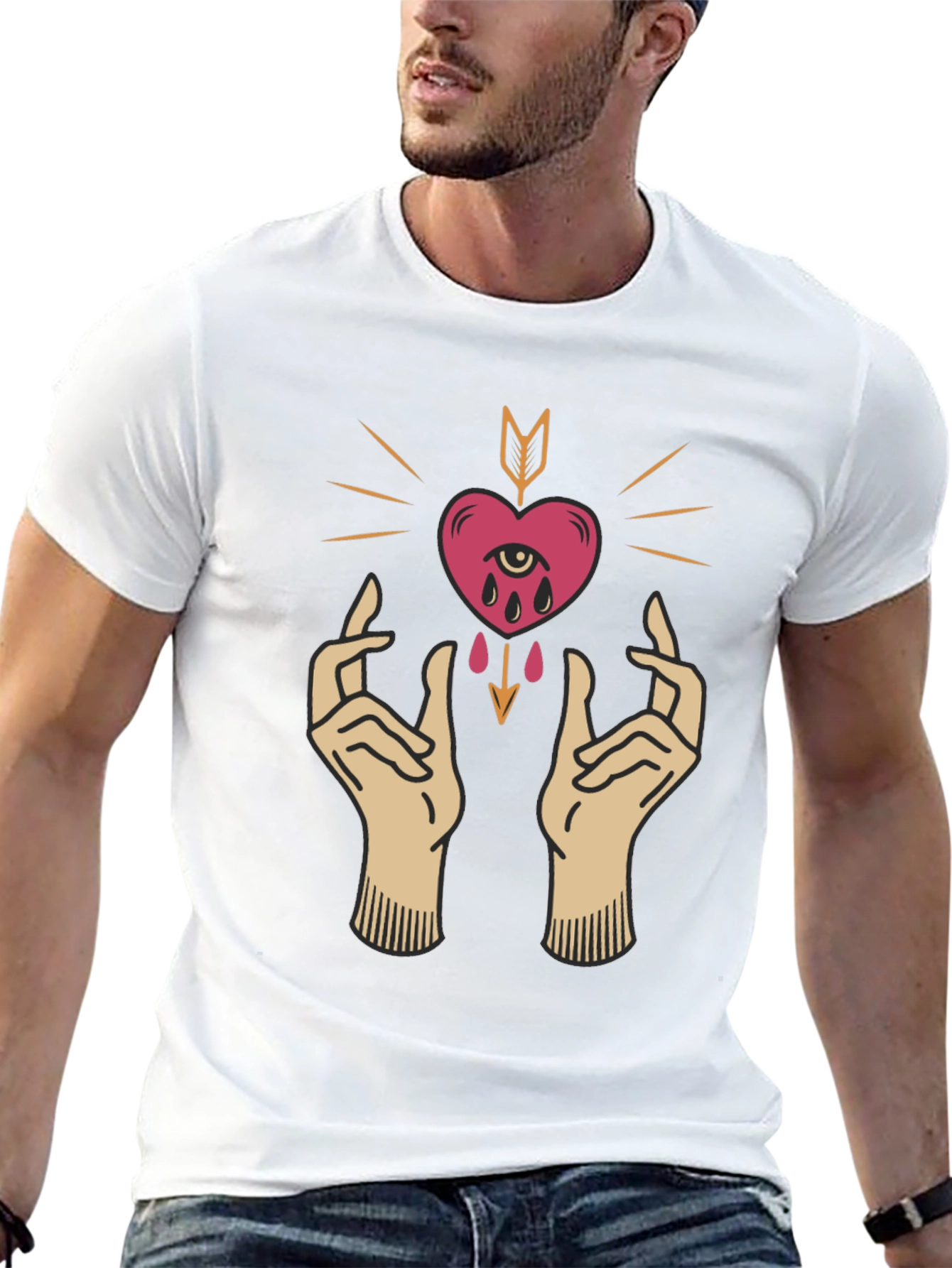 Heart & Hands Graphic Tee - Unique Artistic Design