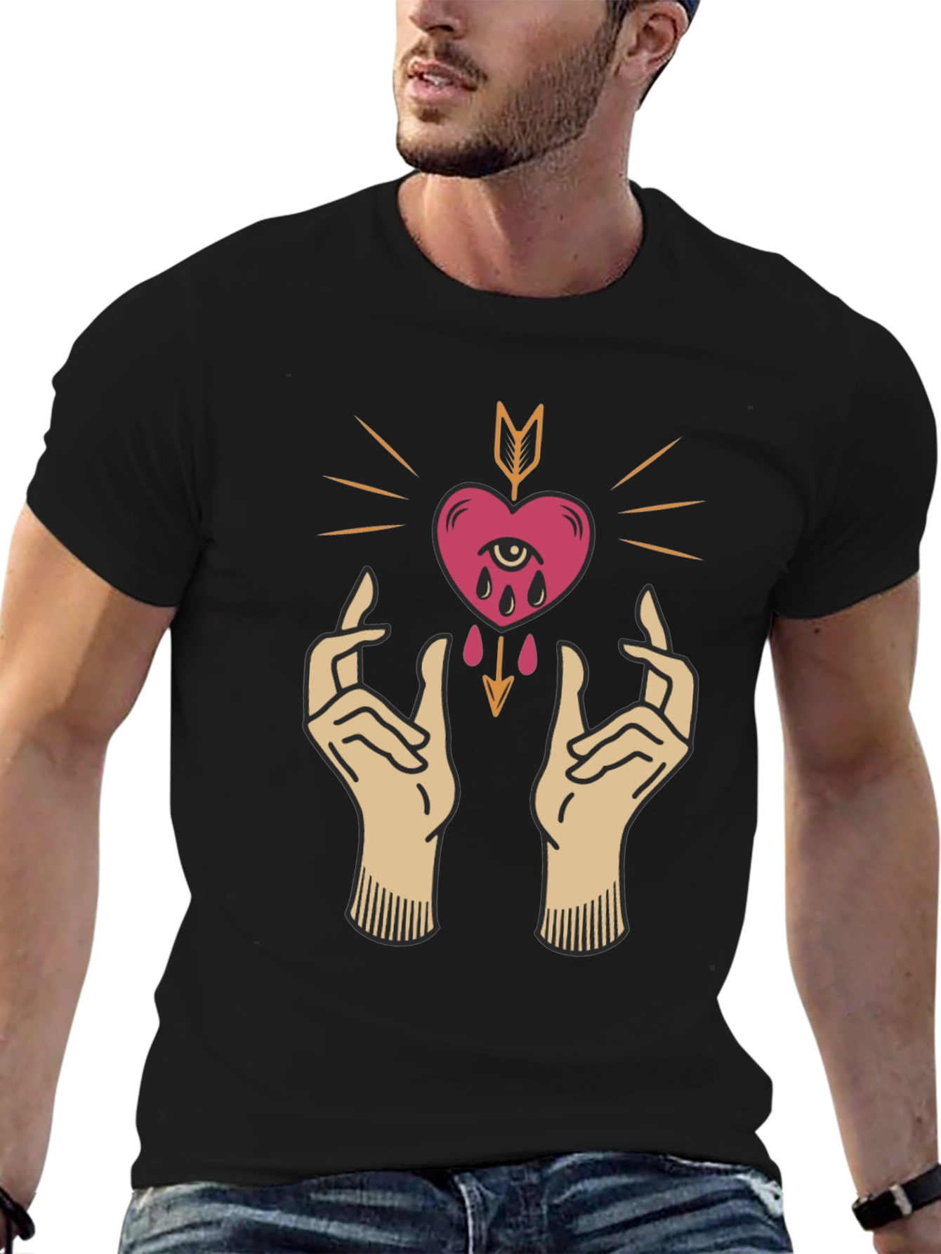 Heart & Hands Graphic Tee - Unique Artistic Design
