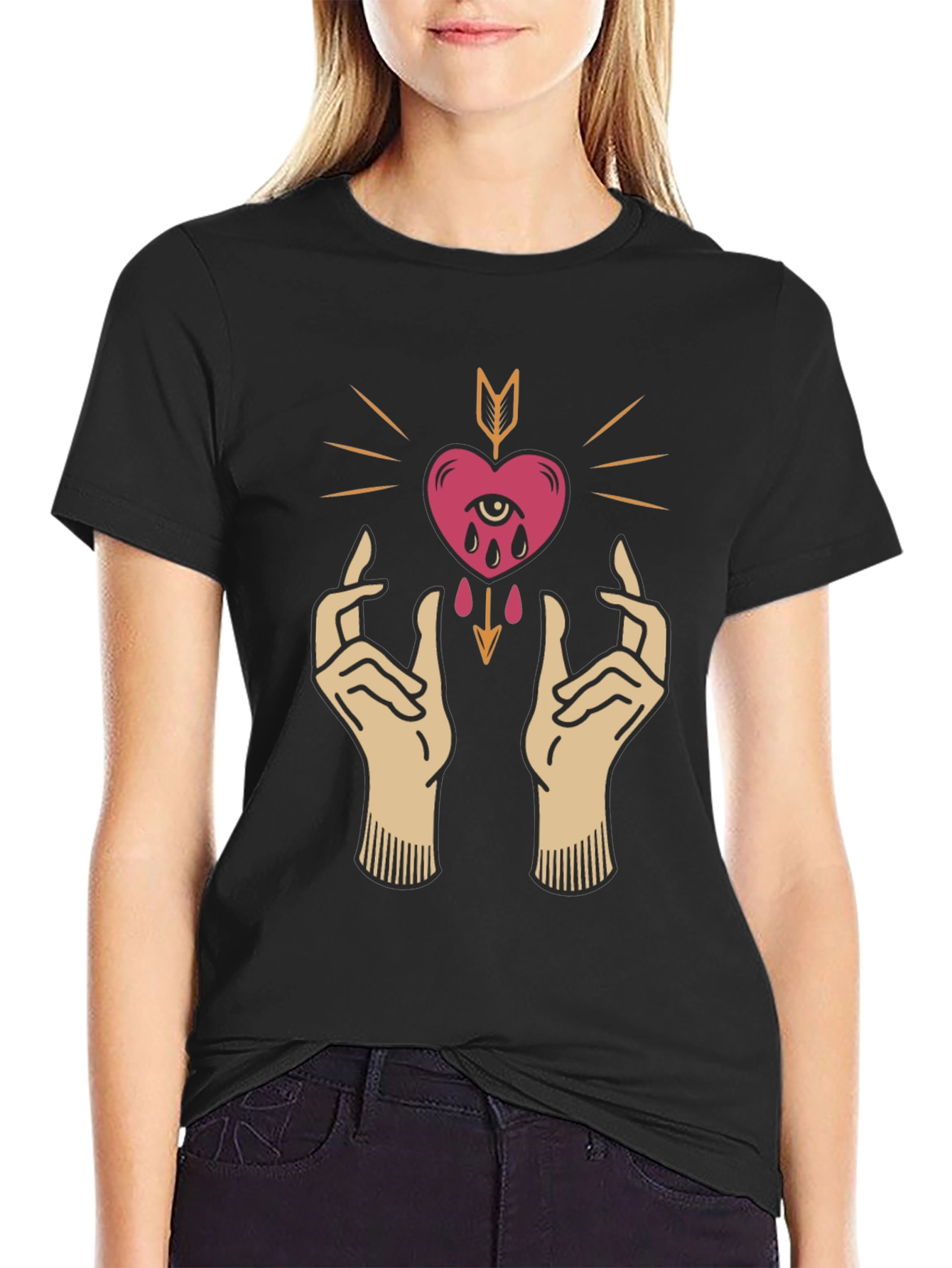 Heart & Hands Graphic Tee - Unique Artistic Design