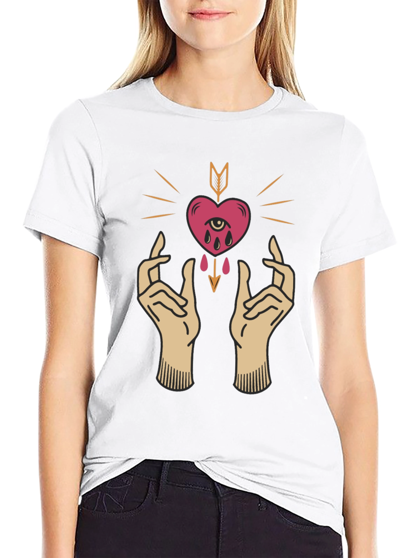 Heart & Hands Graphic Tee - Unique Artistic Design