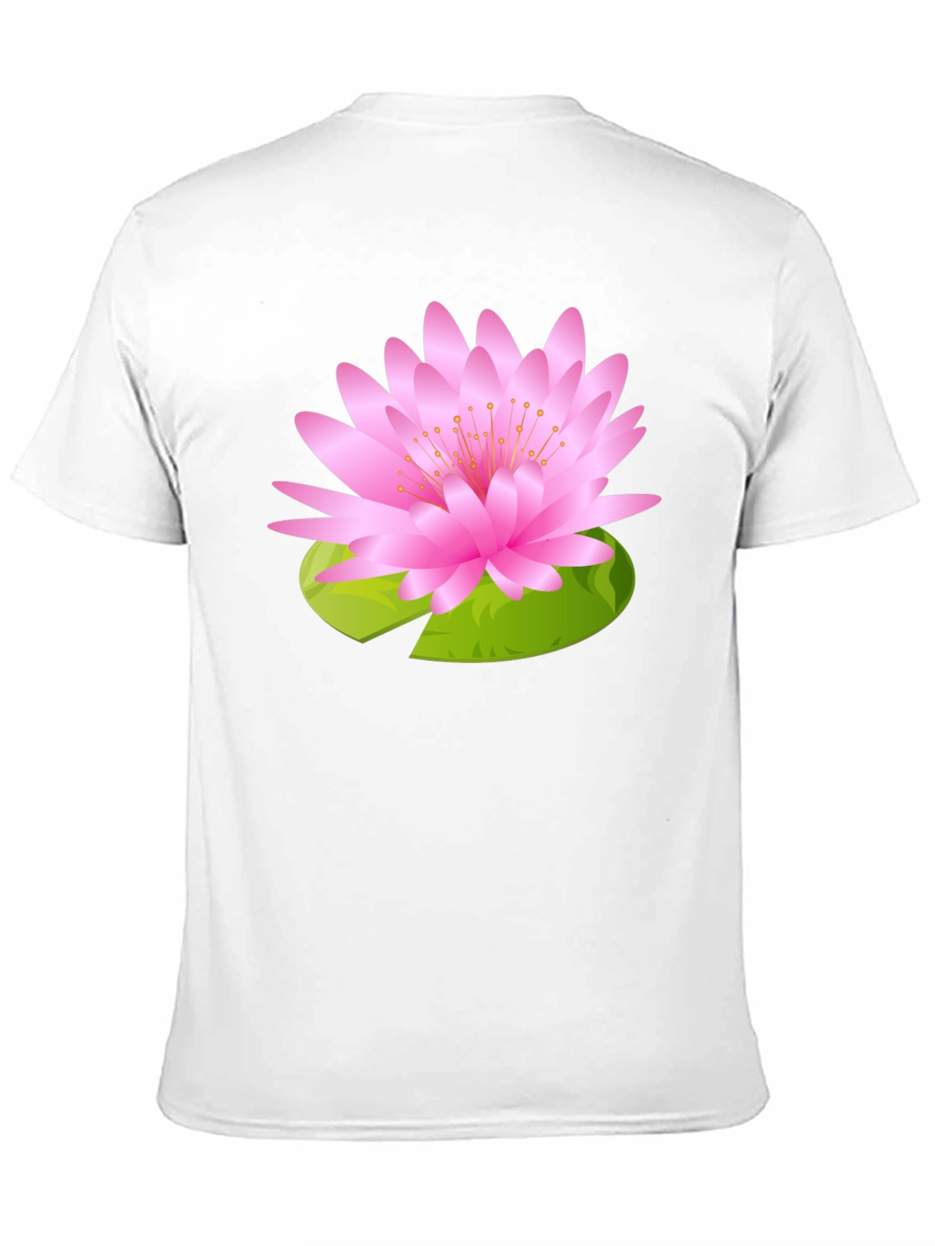 Black T-Shirt with Pink Lotus Flower Design