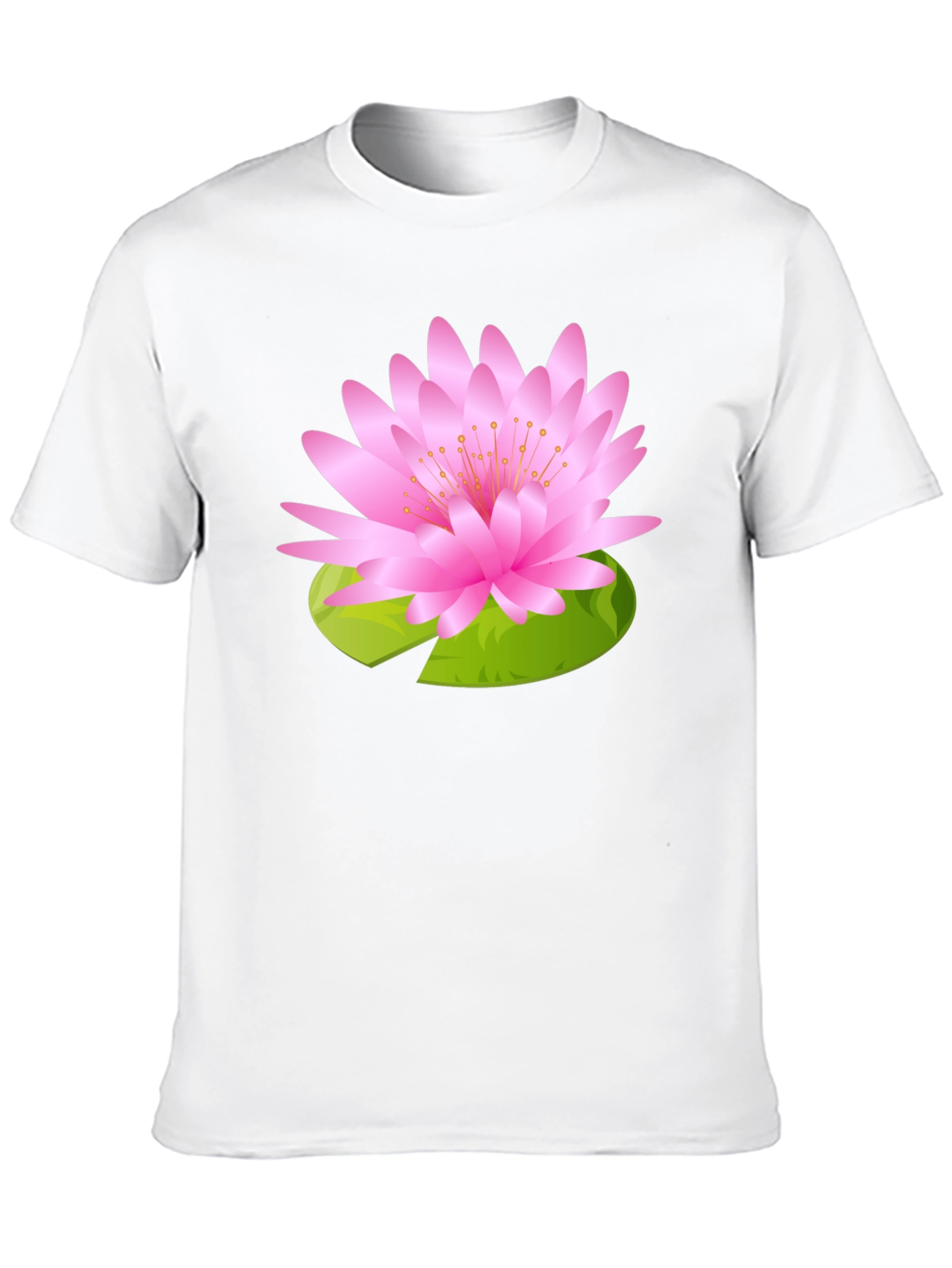 Black T-Shirt with Pink Lotus Flower Design
