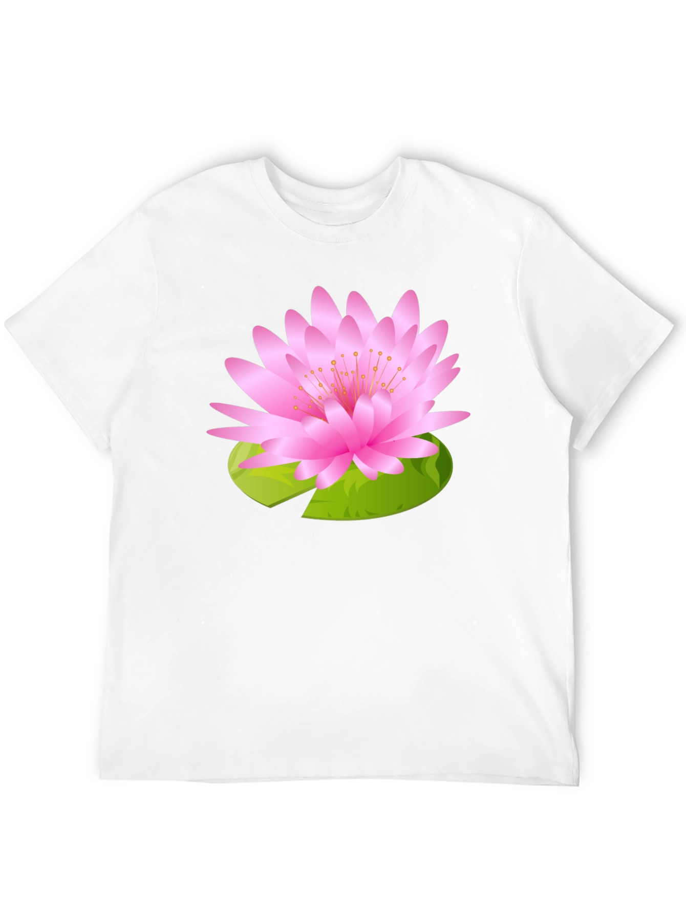 Black T-Shirt with Pink Lotus Flower Design