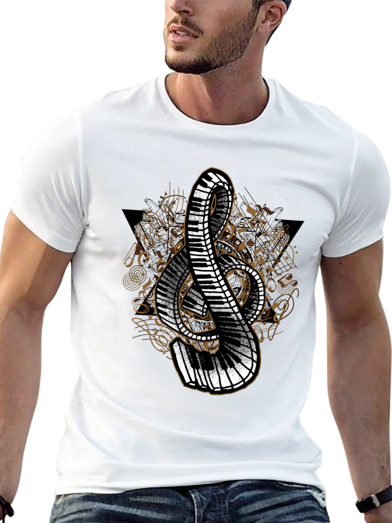 Musical Note Piano Keys Graphic Tee - Unique Design