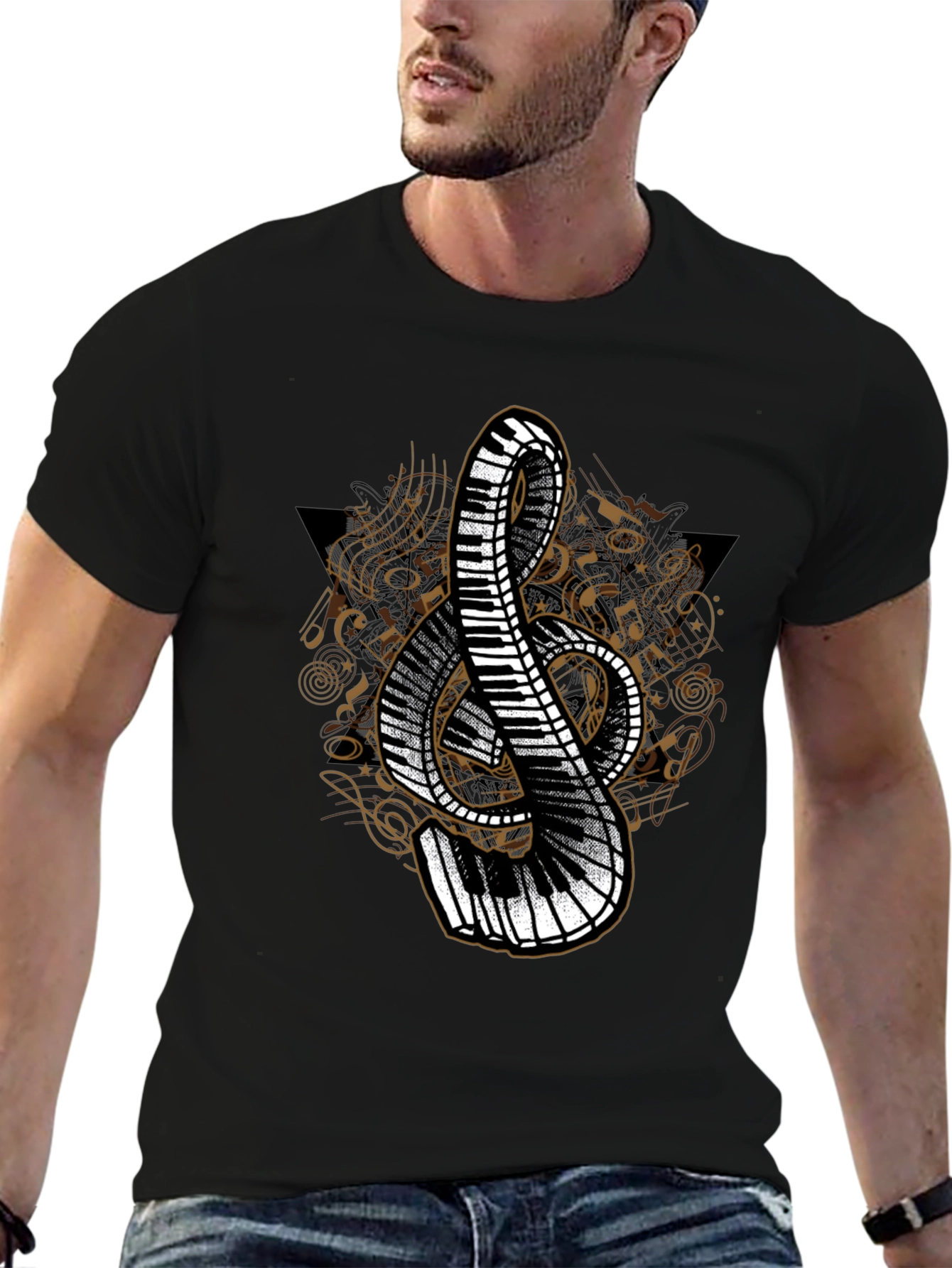 Musical Note Piano Keys Graphic Tee - Unique Design