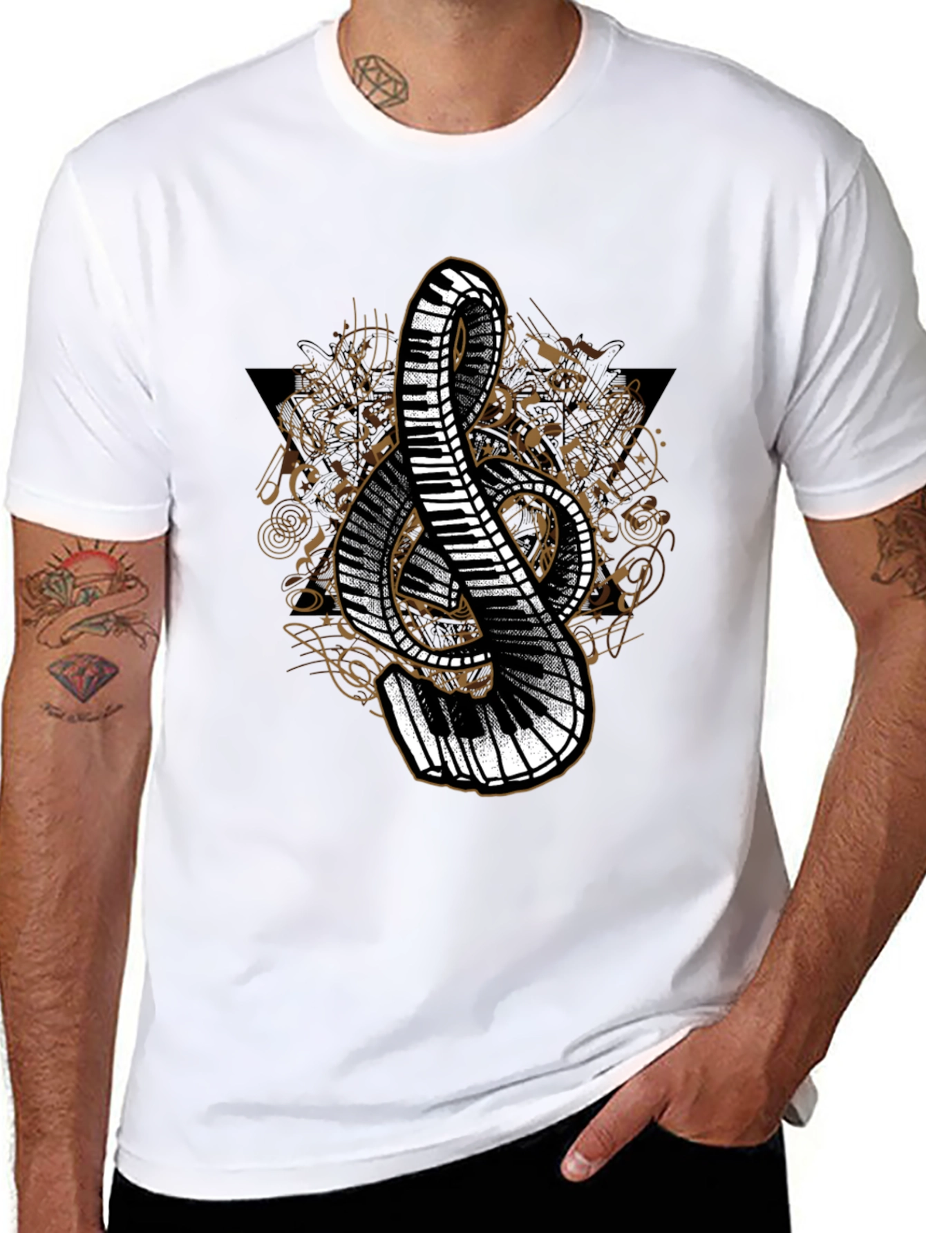 Musical Note Piano Keys Graphic Tee - Unique Design