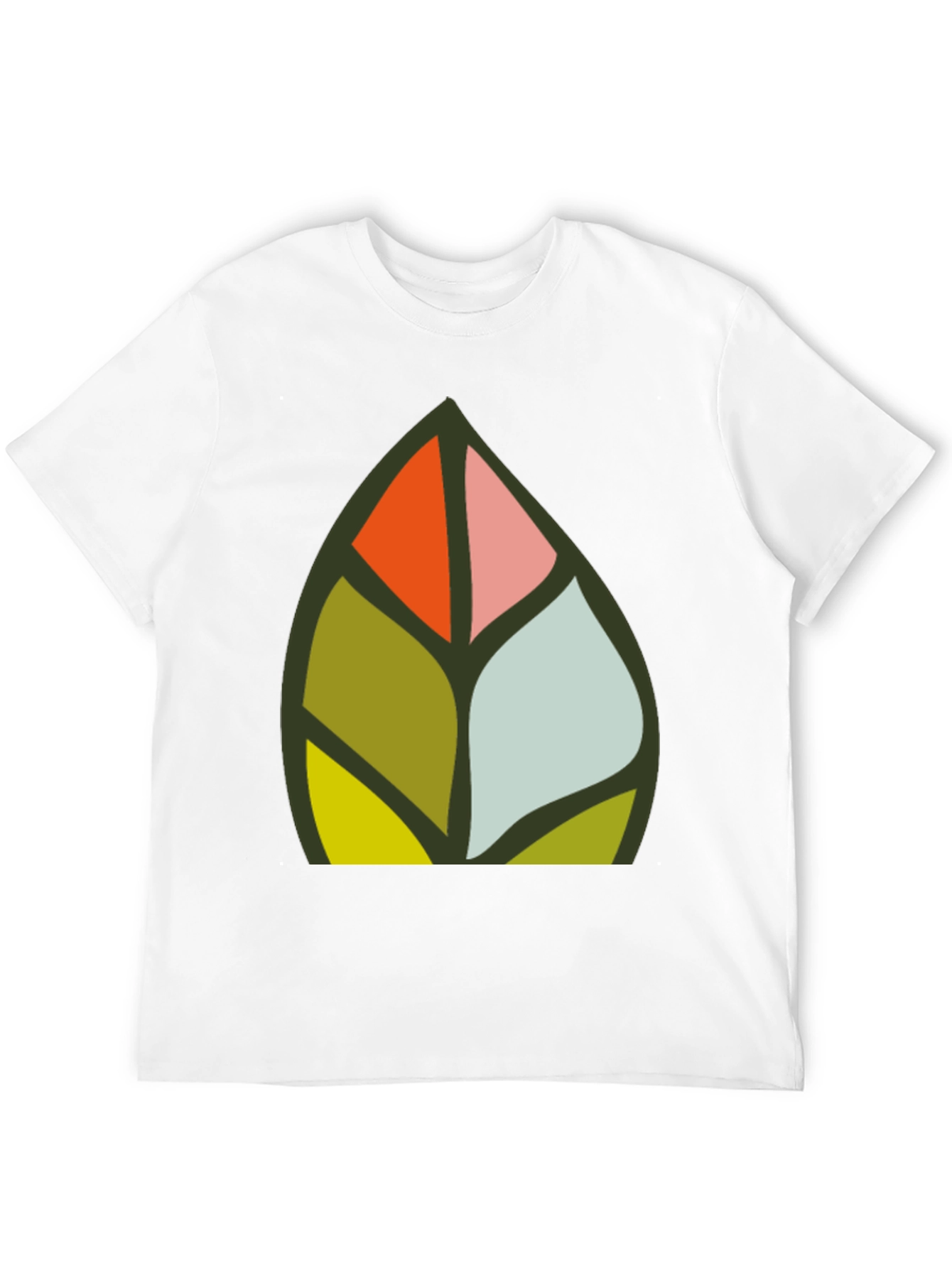 Abstract Leaf Design Black T-Shirt
