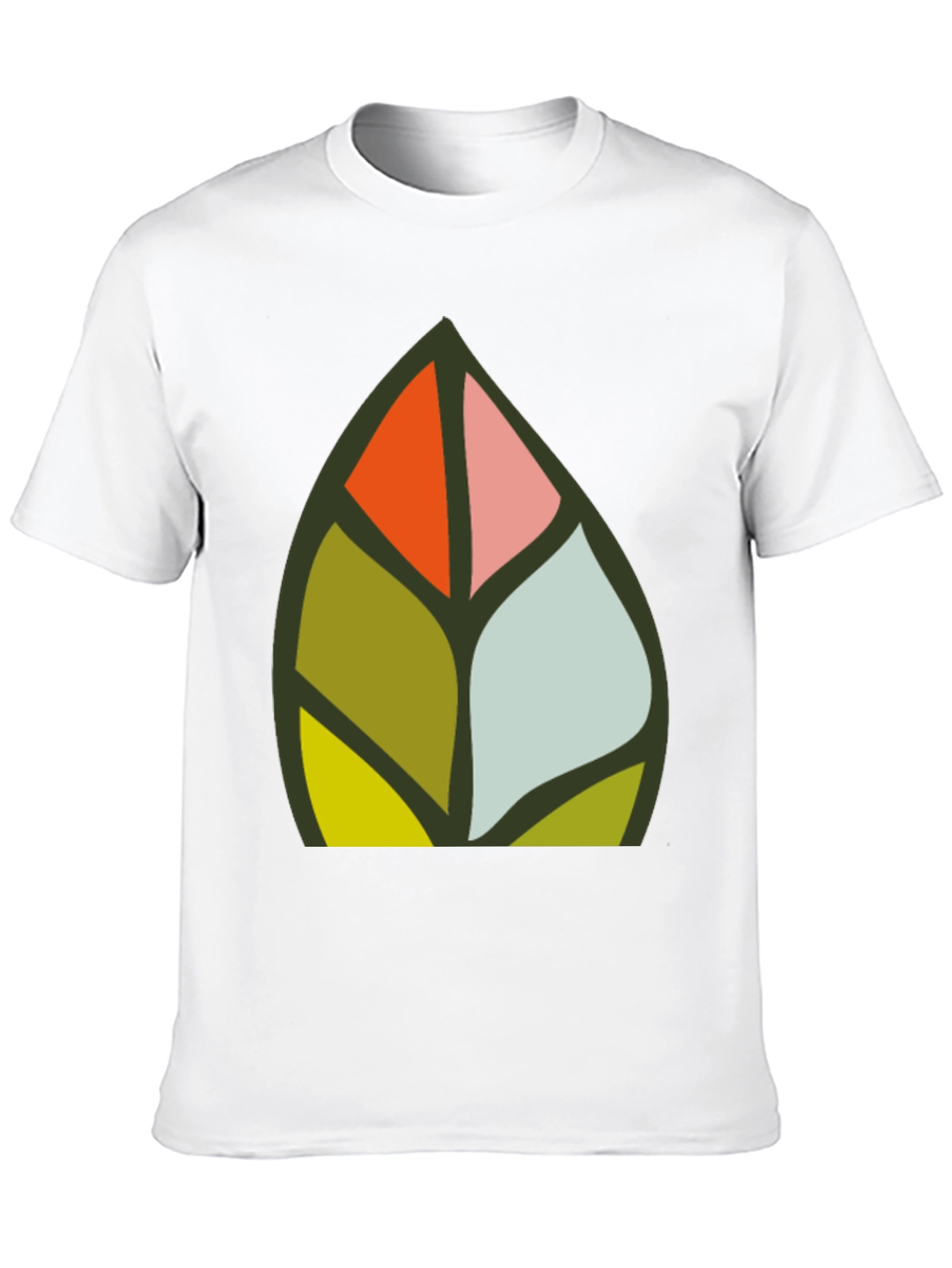 Abstract Leaf Design Black T-Shirt