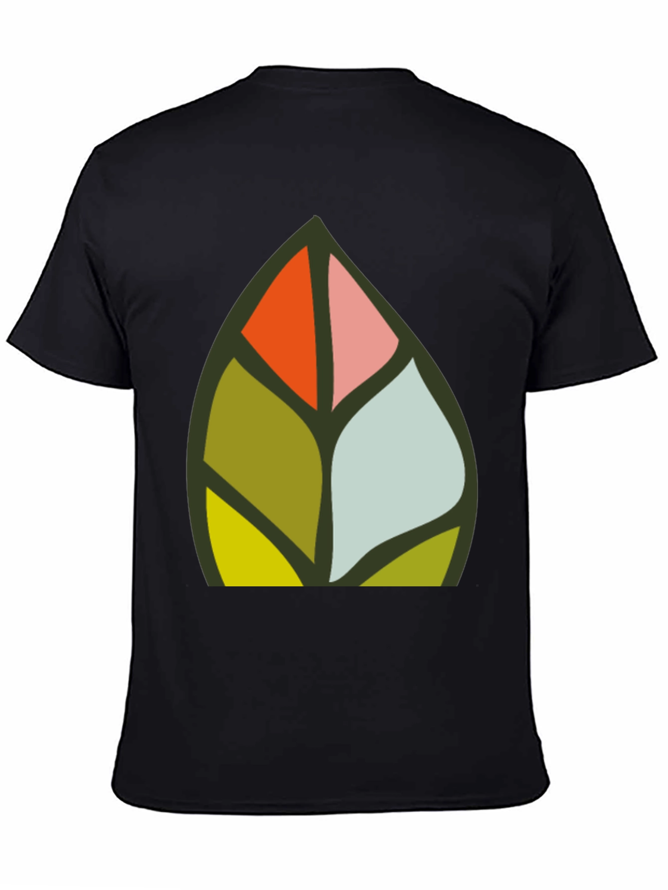 Abstract Leaf Design Black T-Shirt