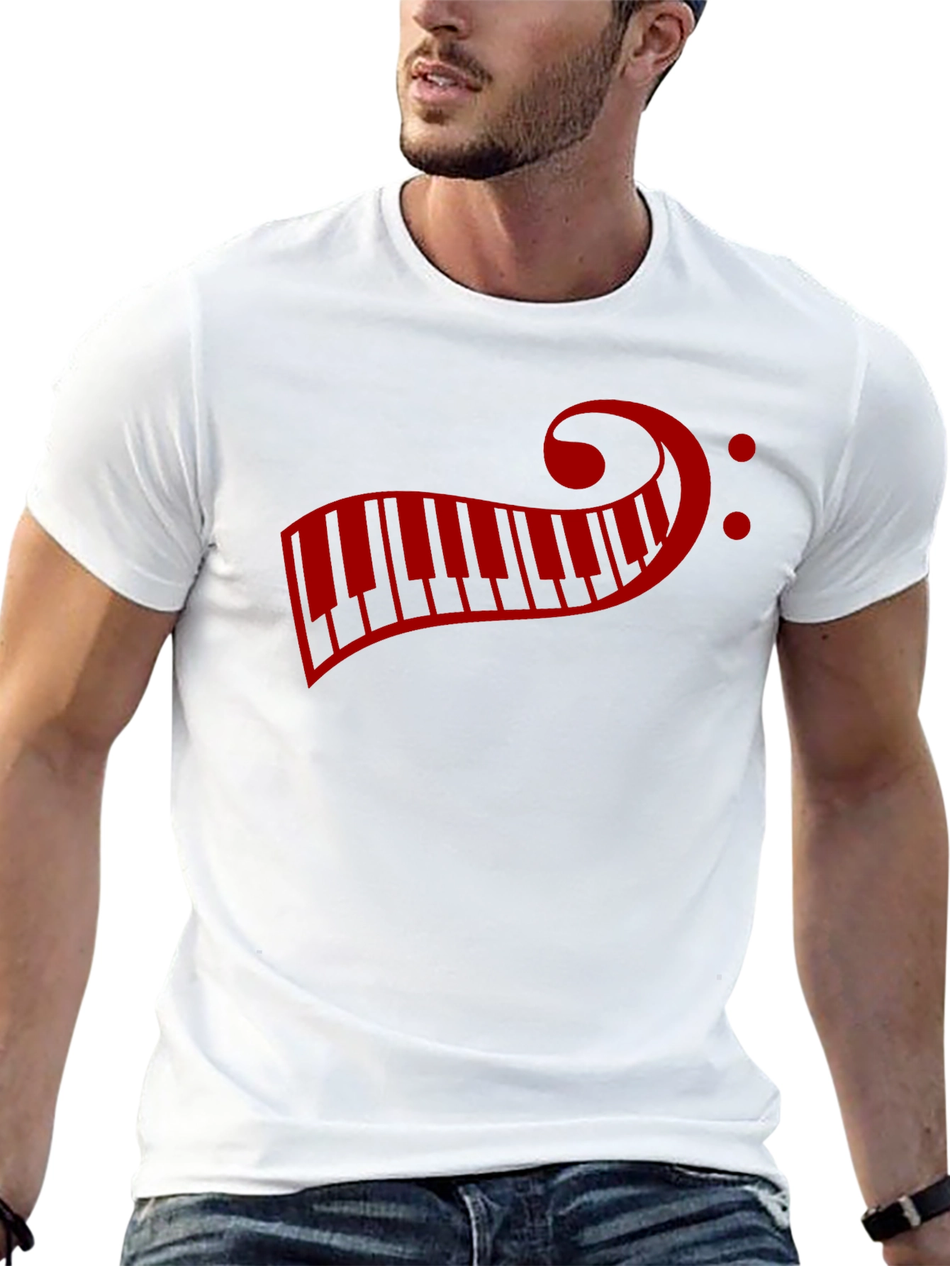 Musical Piano Clef T-Shirt - Mens Short Sleeve
