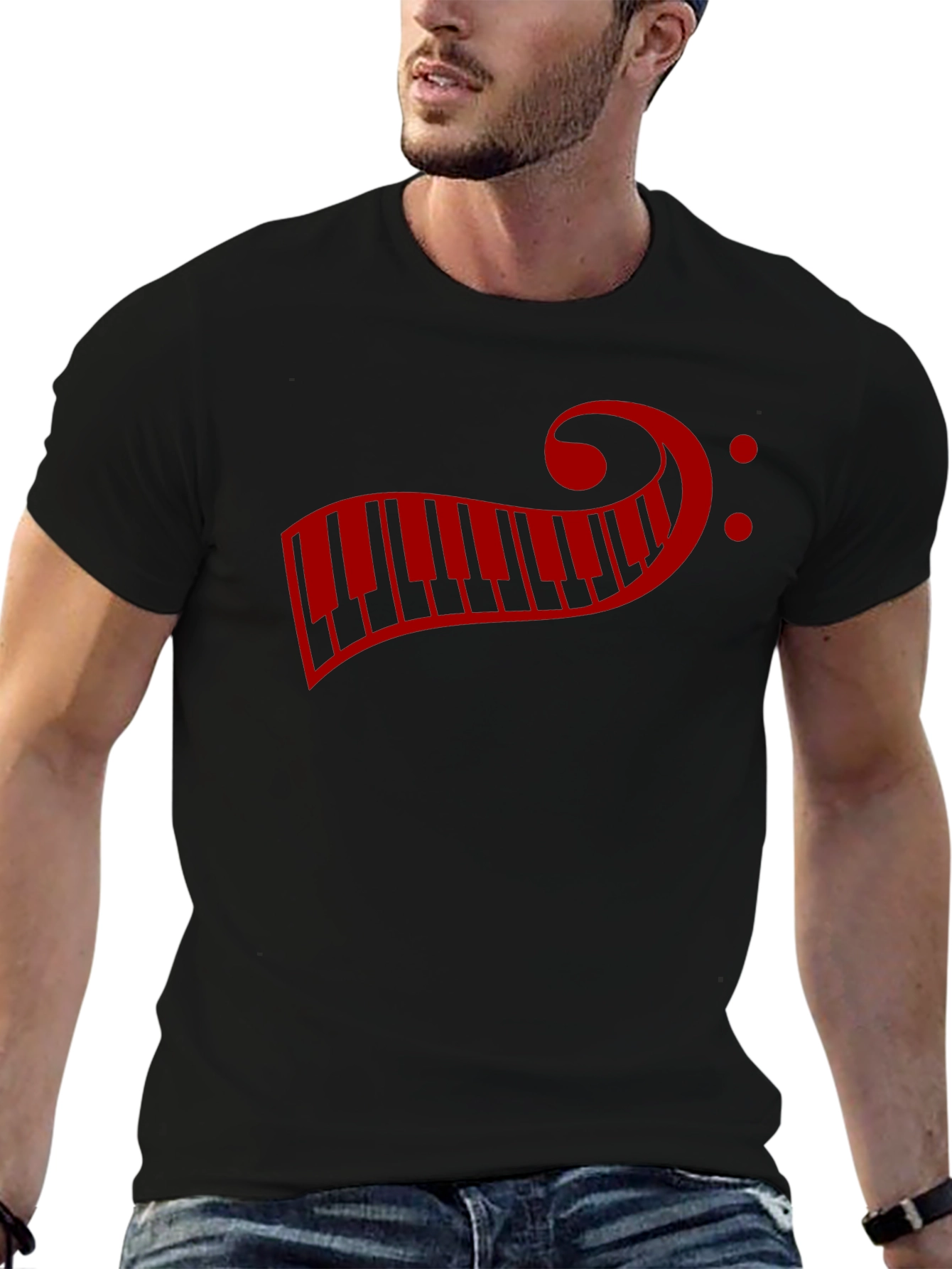Musical Piano Clef T-Shirt - Mens Short Sleeve