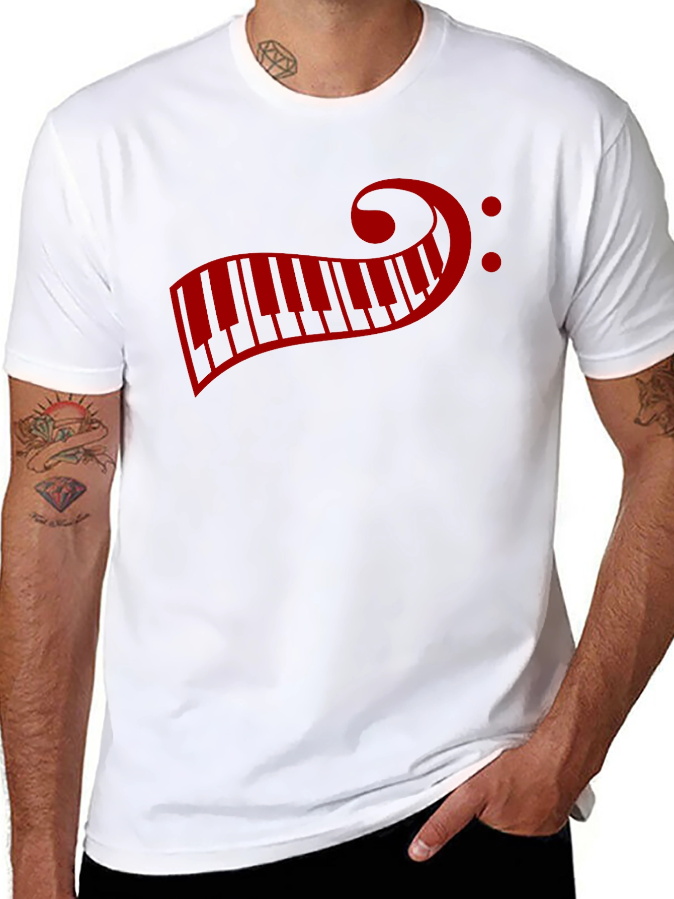 Musical Piano Clef T-Shirt - Mens Short Sleeve