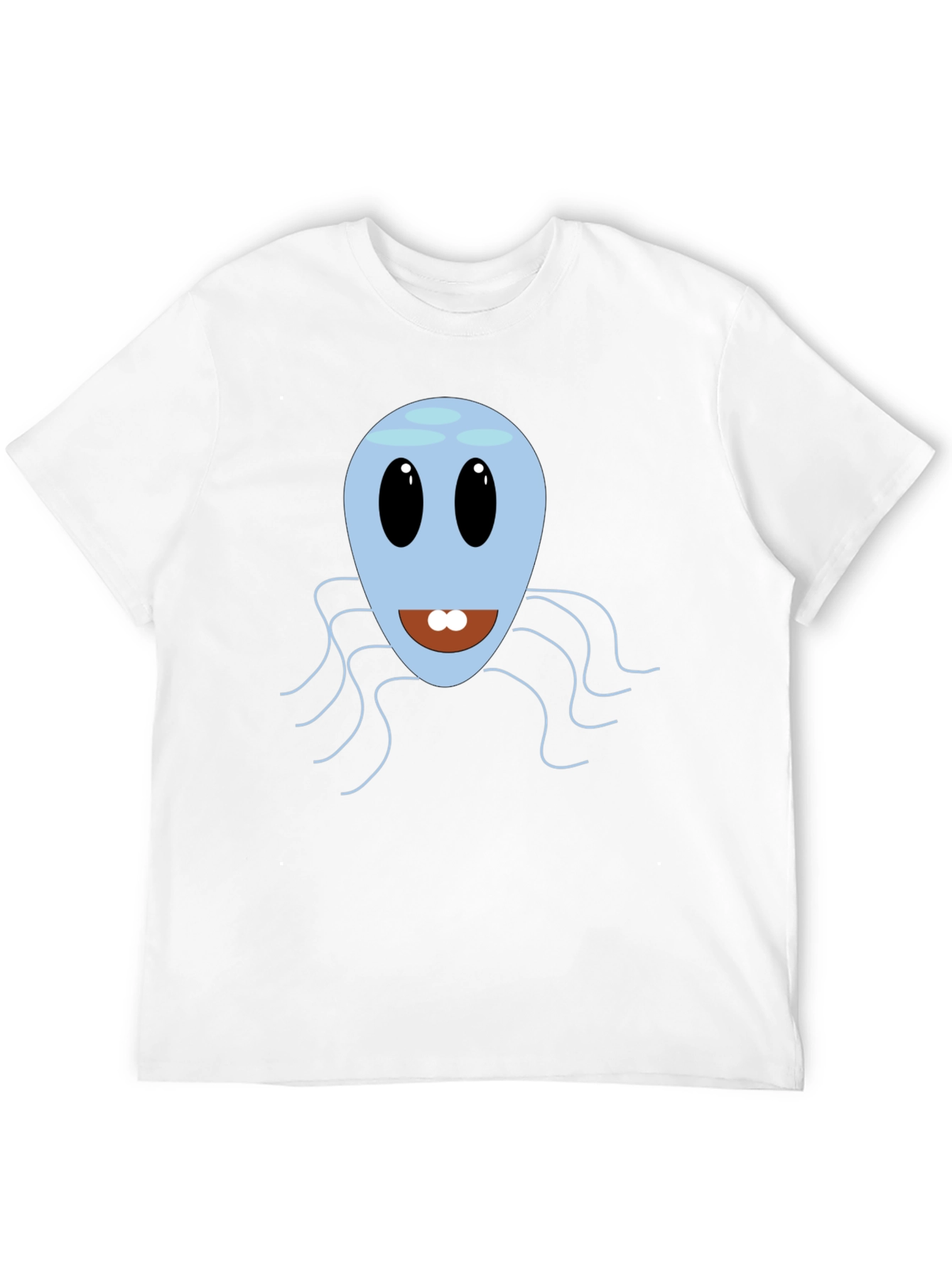 Cute Blue Octopus Graphic Tee - Mens Black T-Shirt
