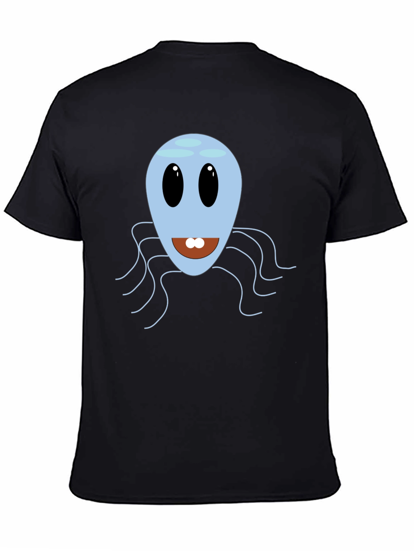 Cute Blue Octopus Graphic Tee - Mens Black T-Shirt