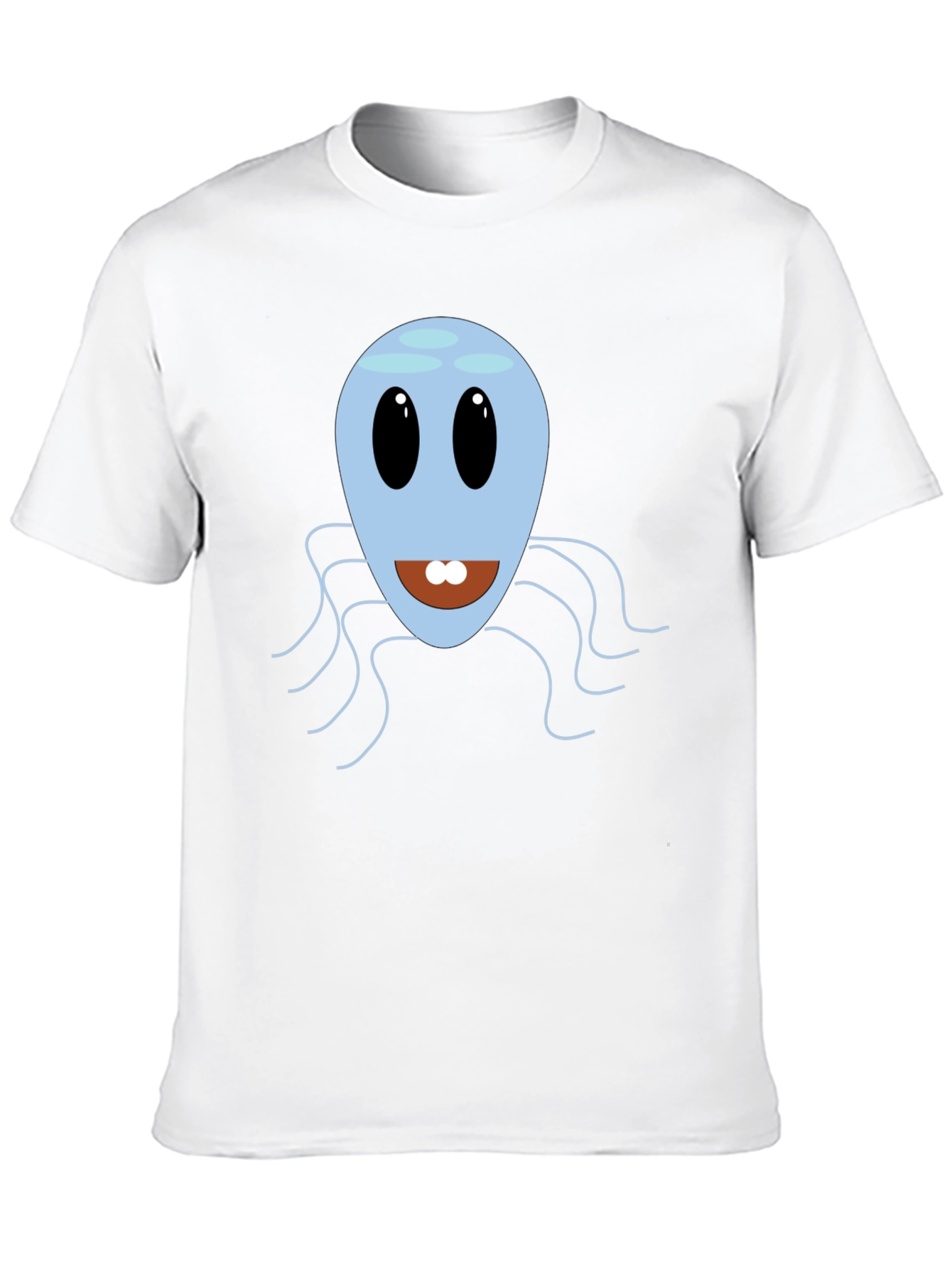 Cute Blue Octopus Graphic Tee - Mens Black T-Shirt