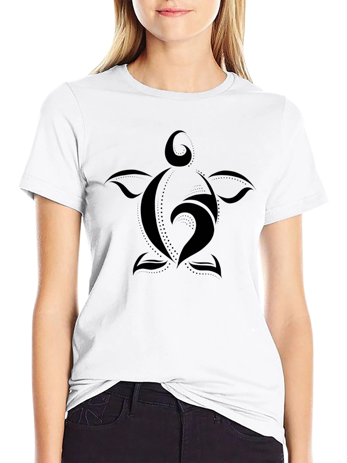 Tribal Turtle Graphic Black T-Shirt