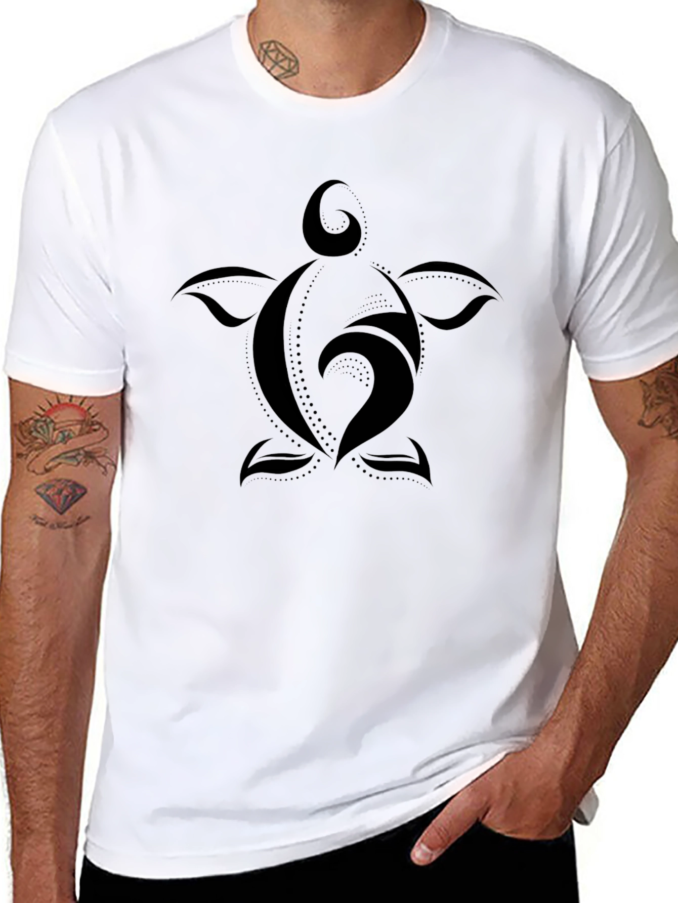 Tribal Turtle Graphic Black T-Shirt