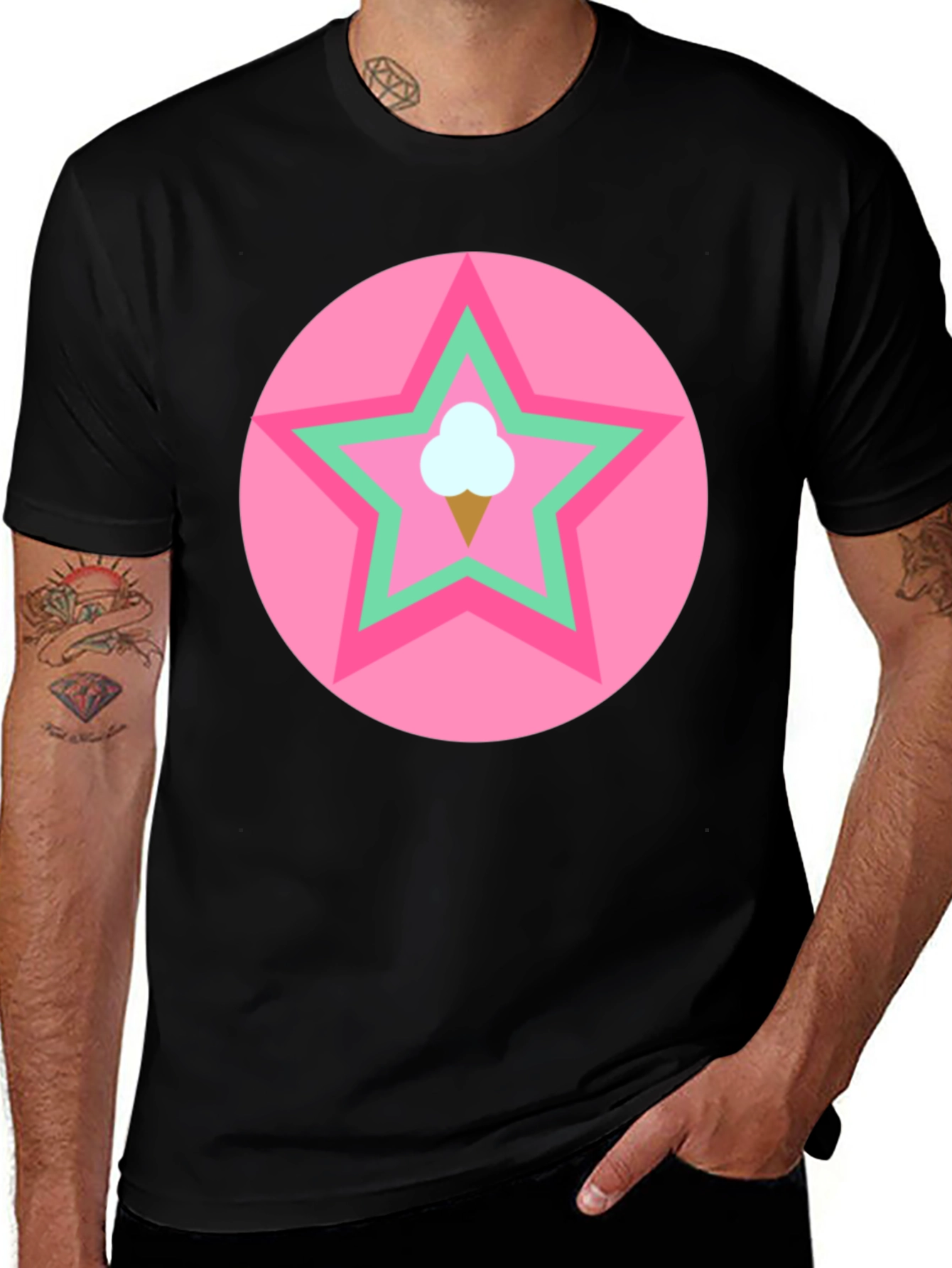 Ice Cream Star Graphic Tee - Black