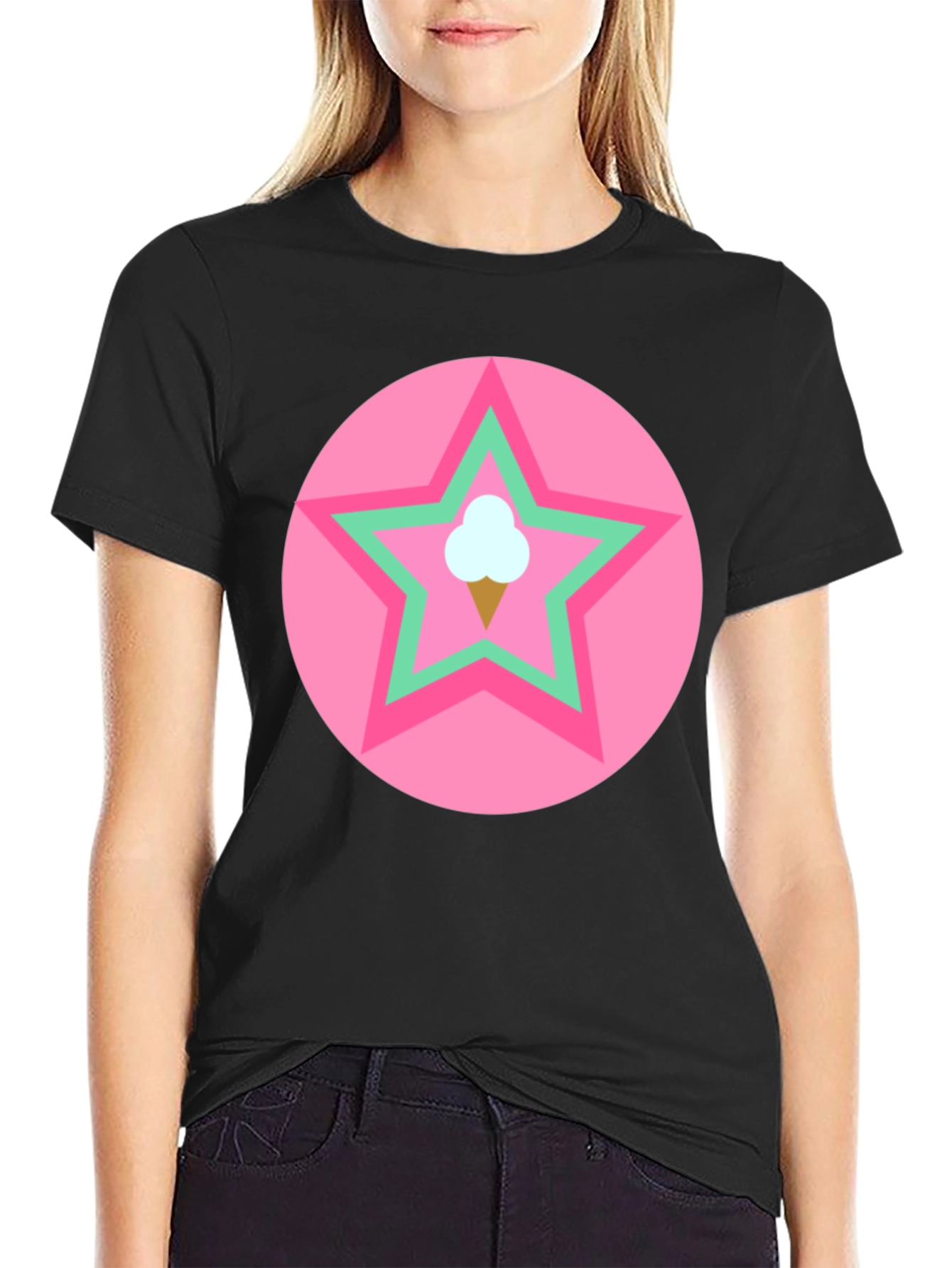 Ice Cream Star Graphic Tee - Black