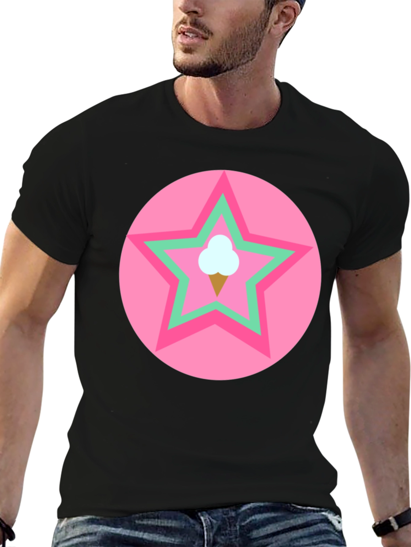 Ice Cream Star Graphic Tee - Black