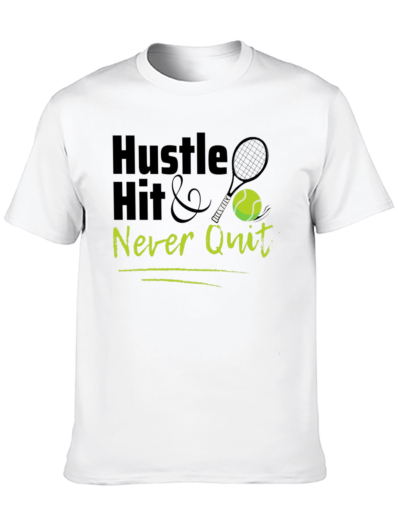 Hustle Hit & Never Quit Tennis Graphic T-Shirt