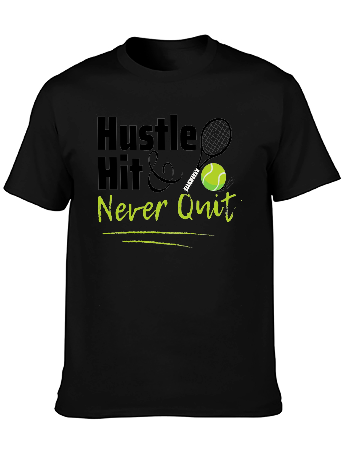 Hustle Hit & Never Quit Tennis Graphic T-Shirt