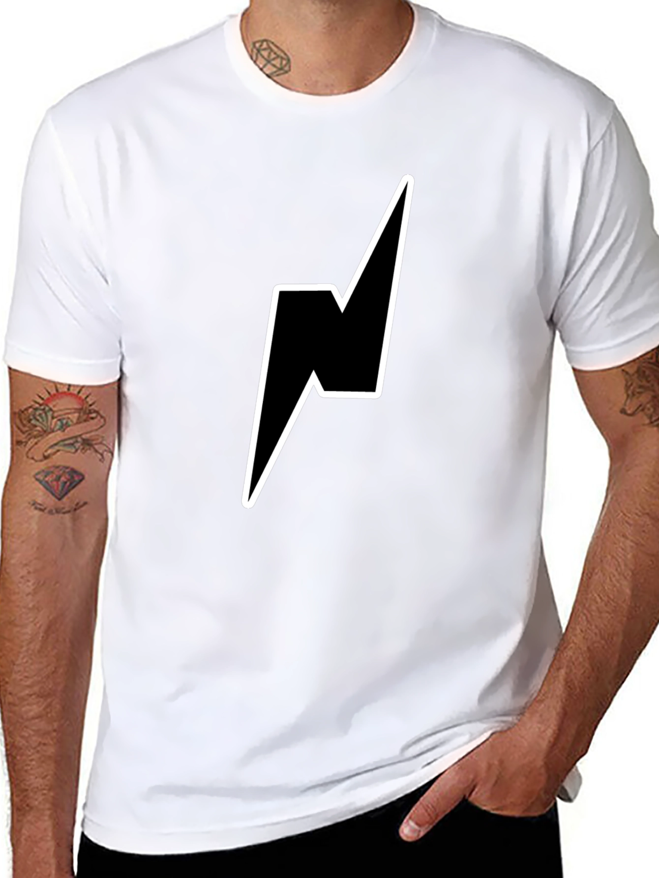 Lightning Bolt Graphic Tee - Stylish Black T-Shirt