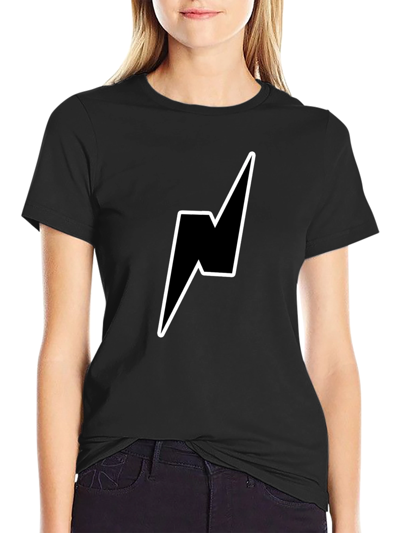 Lightning Bolt Graphic Tee - Stylish Black T-Shirt