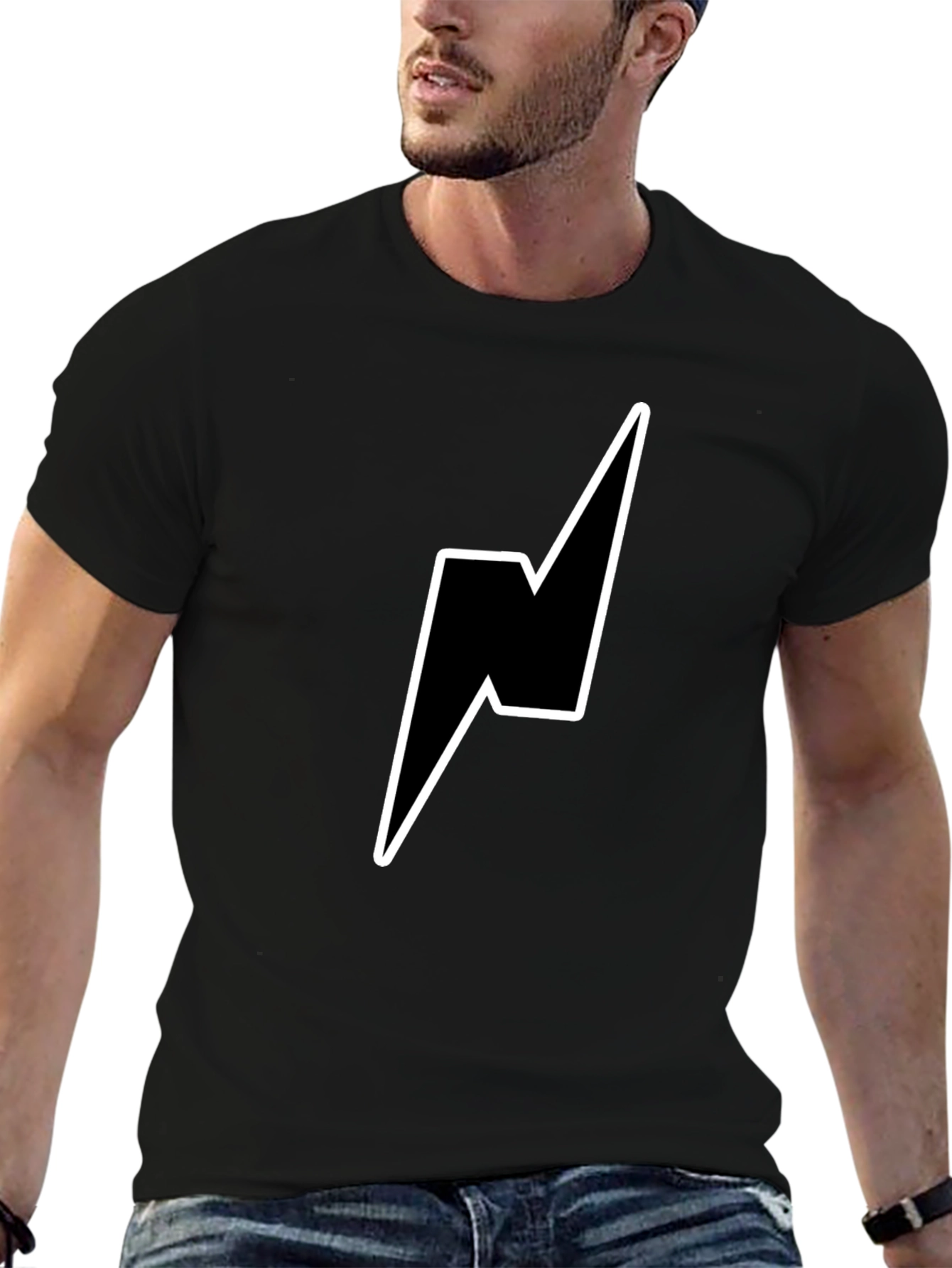 Lightning Bolt Graphic Tee - Stylish Black T-Shirt