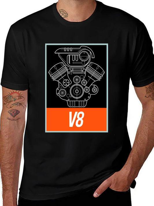 V8 Engine Graphic Tee - Cool Automotive Design