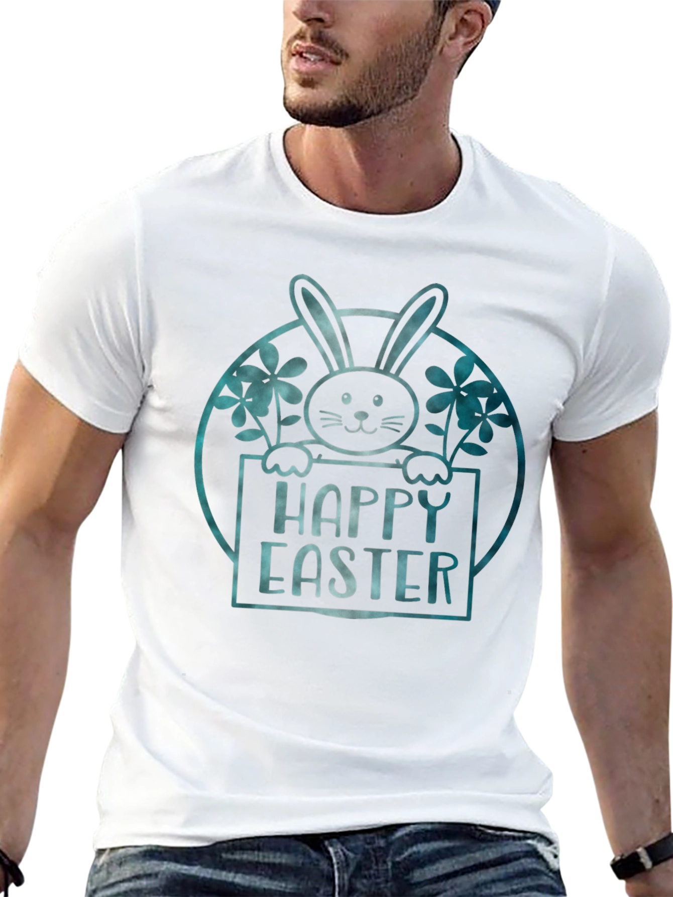 Happy Easter Bunny Graphic Tee - Black