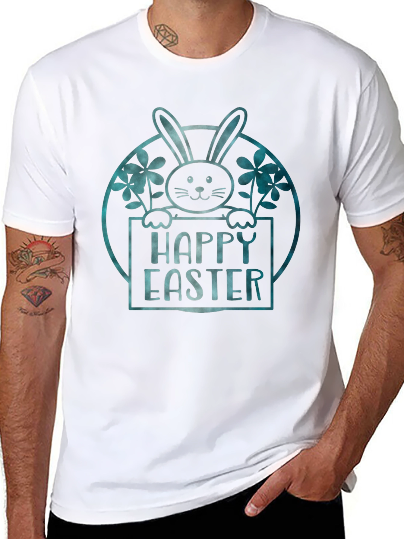 Happy Easter Bunny Graphic Tee - Black