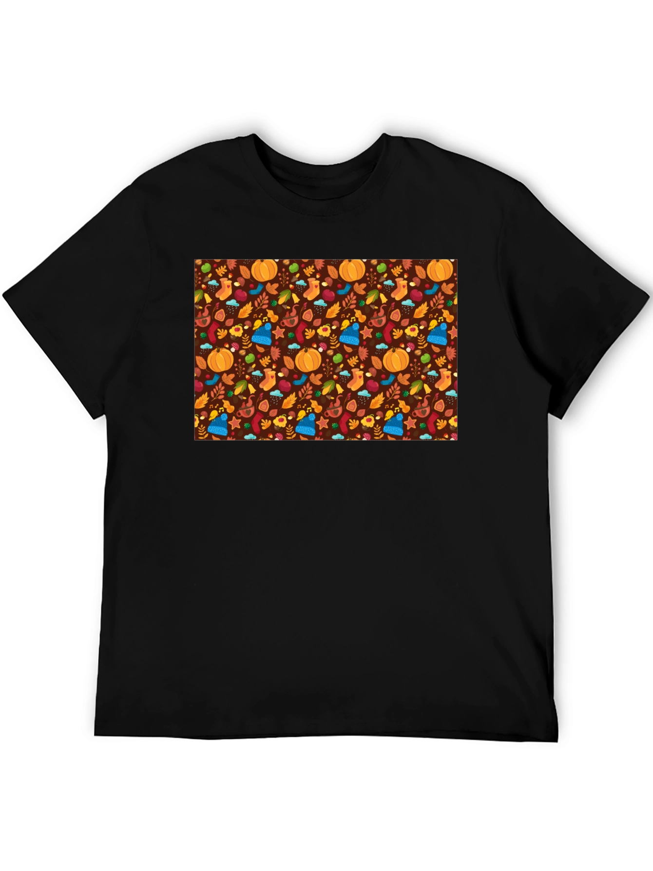 Autumn Pattern Black T-Shirt