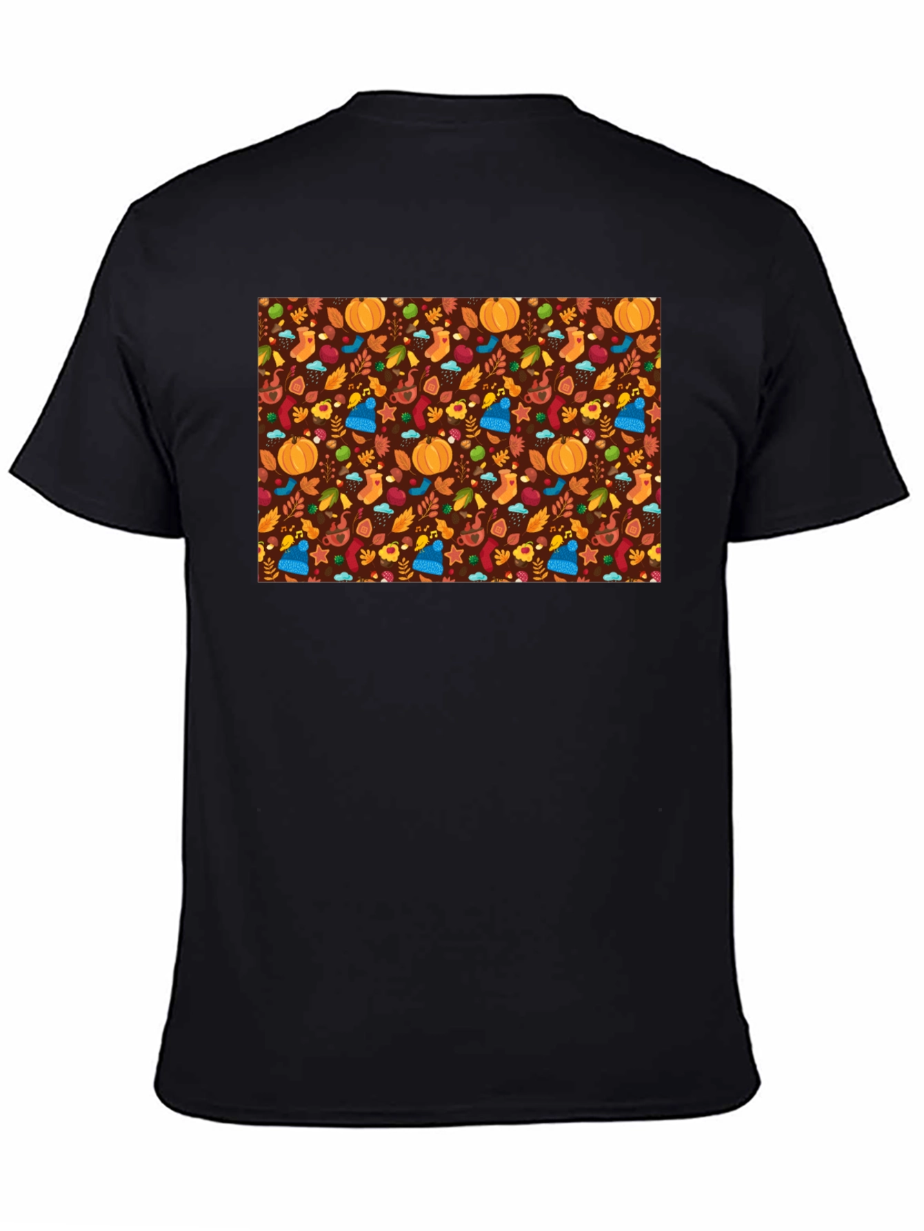 Autumn Pattern Black T-Shirt